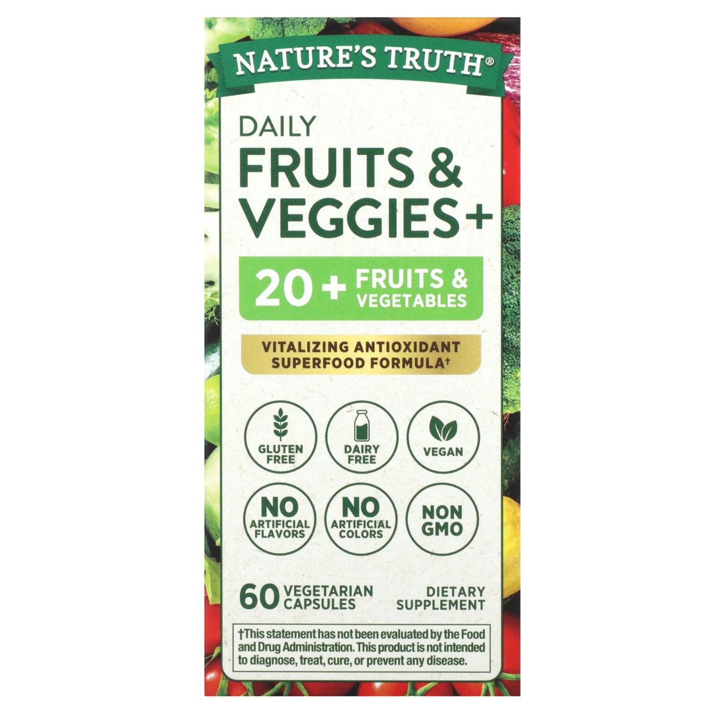 Nature's Truth, Daily Fruit & Veggies +, 60 Vegetarian Capsules - Image 1