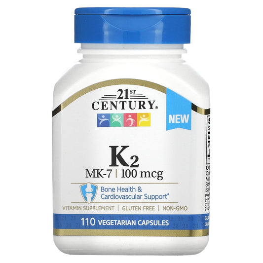 21st Century Vitamin K2, 100 mcg, 110 Capsules for Bone & Heart Health - Image 1