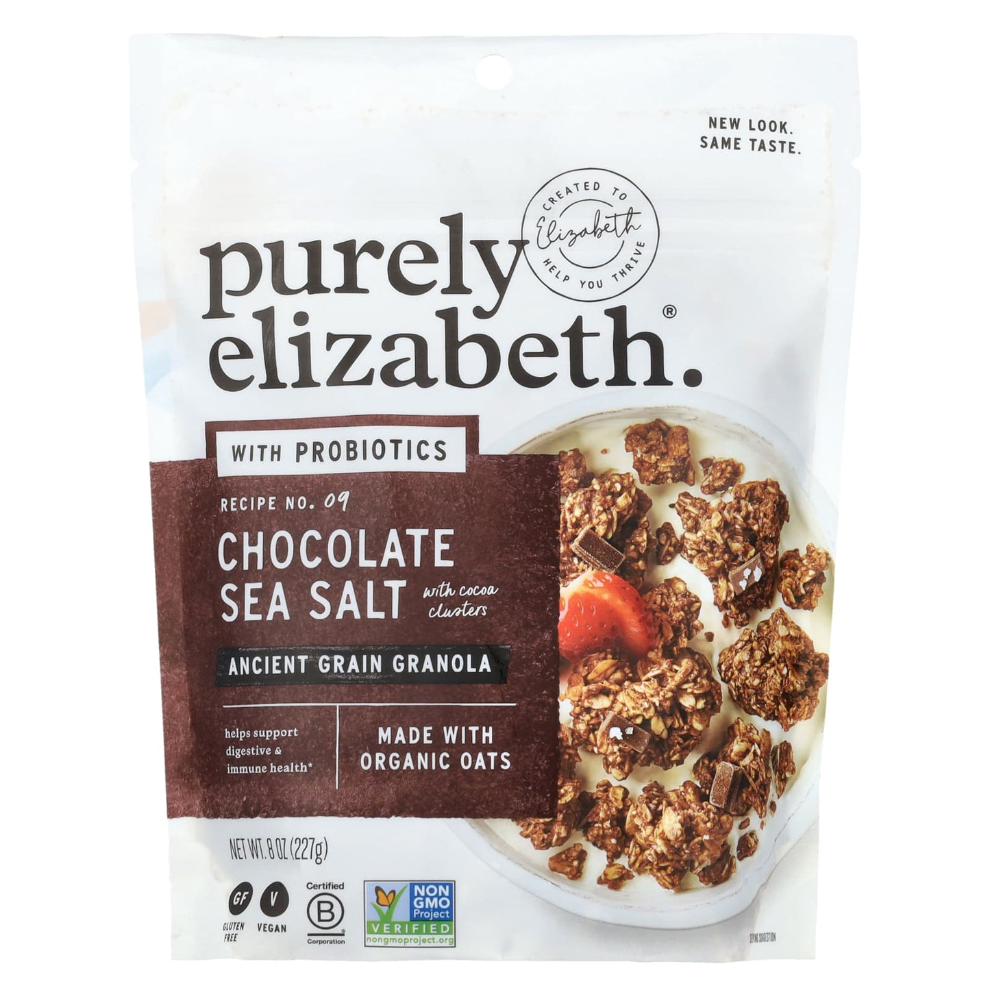Purely Elizabeth, Ancient Grain Granola with Probiotics. Chocolate Sea Salt with Cocoa Clusters, 8 oz (227 g) - Image 1