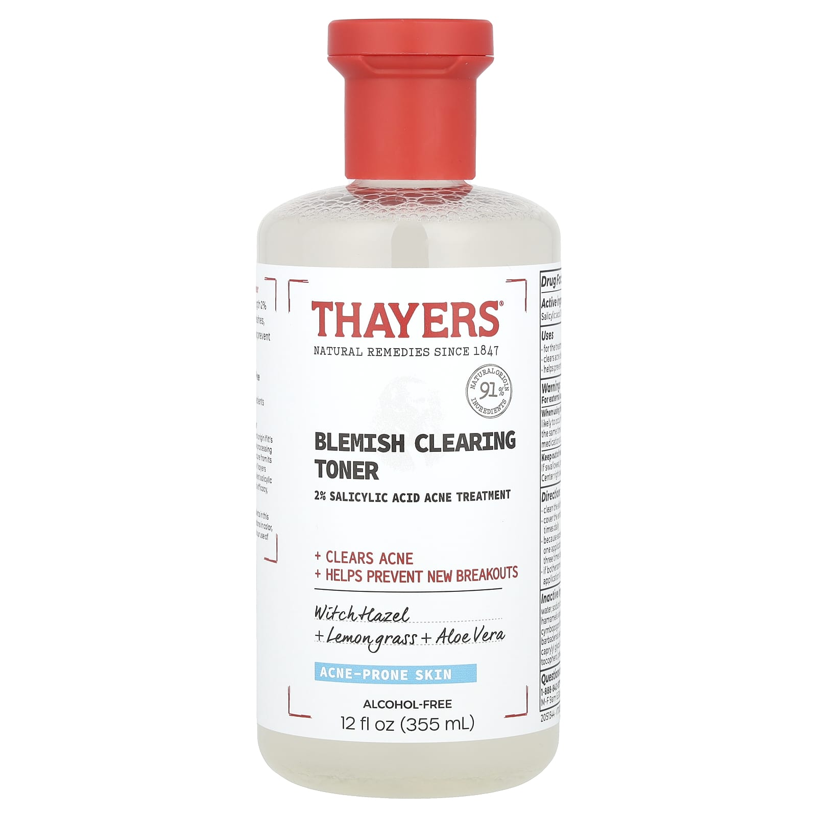 Thayers, Blemish Clearing Toner, Acne-Prone Skin, Alcohol-Free, 12 fl oz (355 ml) - Image 1