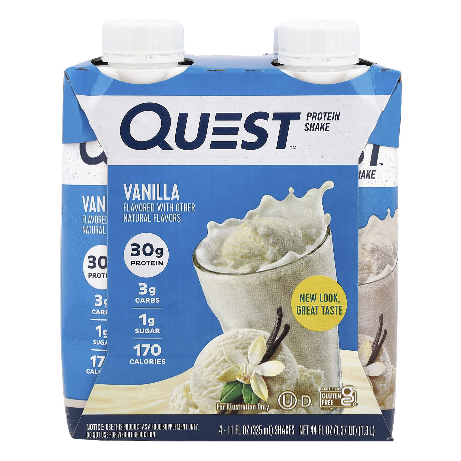 Quest Nutrition, Protein Shake, Vanilla, 4 Shakes, 11 fl oz (325 ml) Each - Image 1