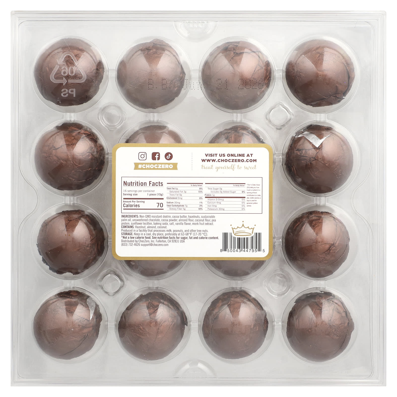 Dark Chocolate Hazelnut Truffle Bars by ChocZero - Vegan & Keto Friendly - Image 2