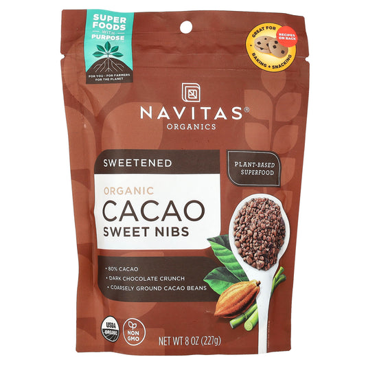 Navitas Organics, Organic Cacao Sweet Nibs, 8 oz (227 g) - Image 1