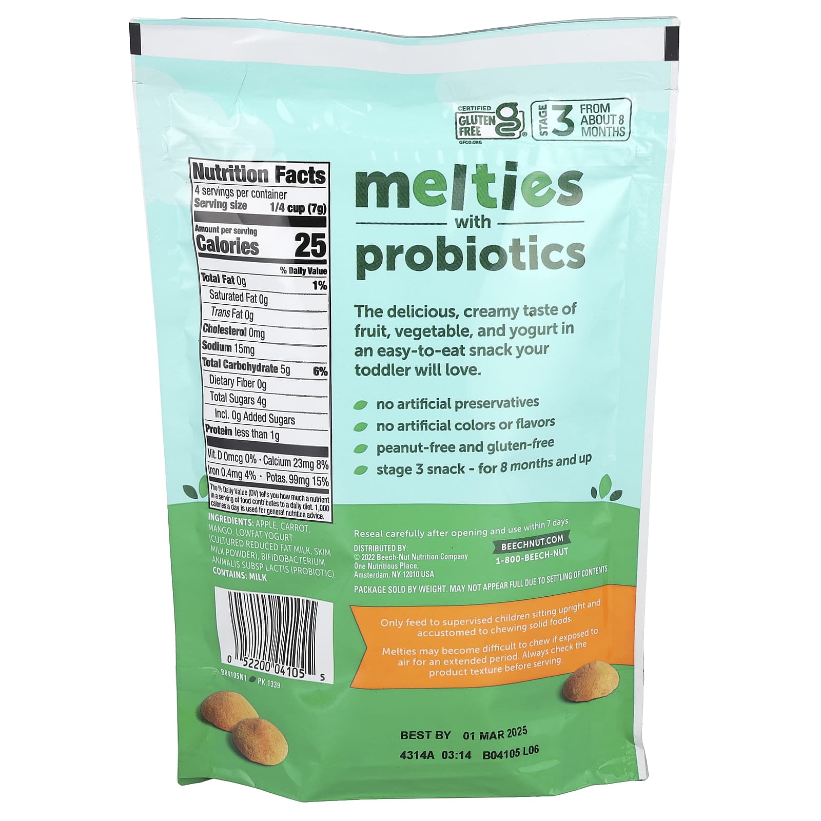 Beech-Nut Melties Probiotics Snack for Toddlers, 8+ Months, 1 oz - Image 2
