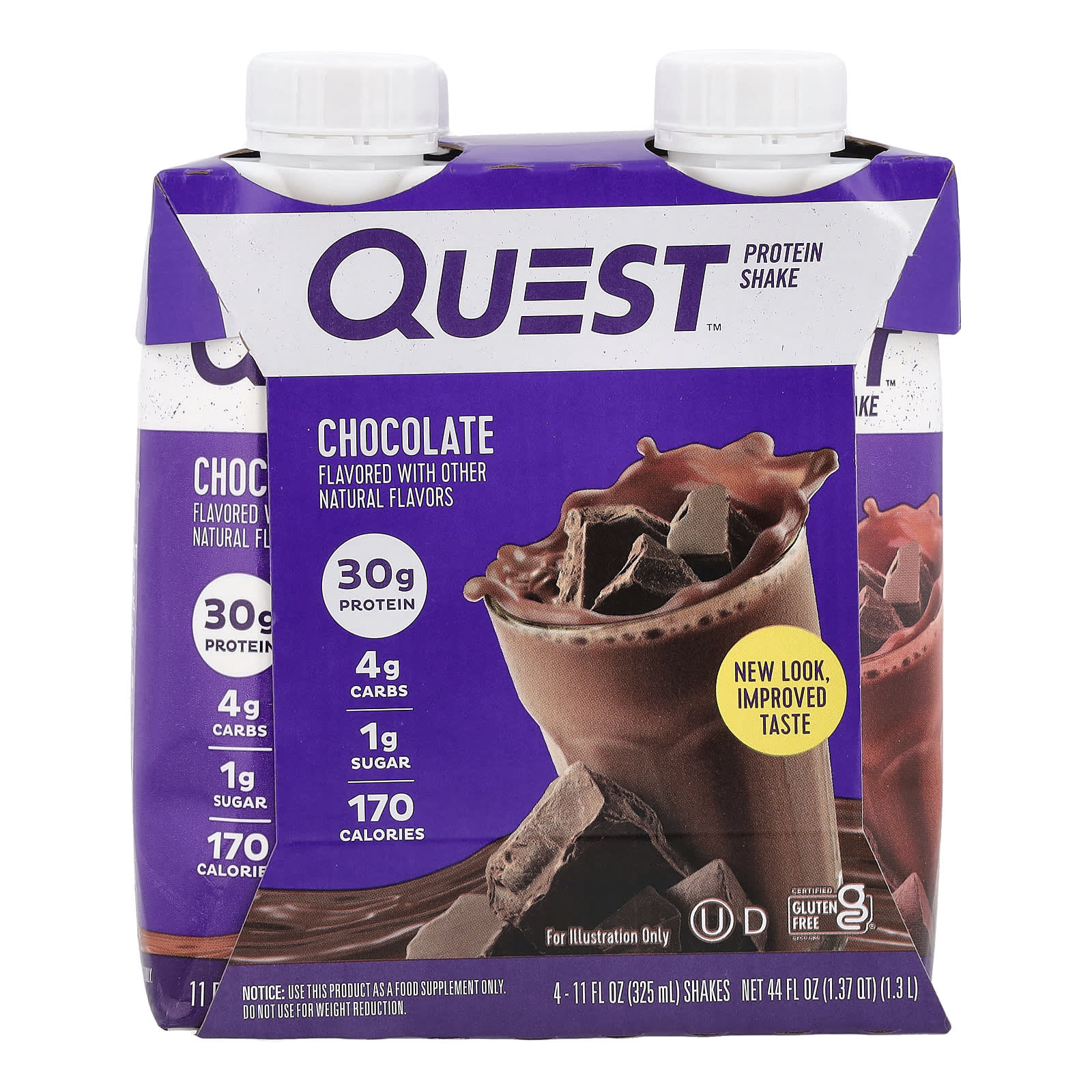 Quest Nutrition, Protein Shake, Chocolate, 4 Shakes, 11 fl oz (325 ml) Each - Image 1