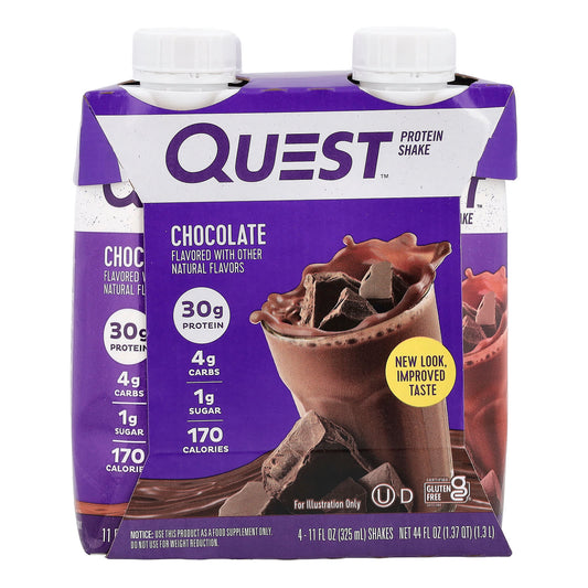 Quest Nutrition, Protein Shake, Chocolate, 4 Shakes, 11 fl oz (325 ml) Each - Image 1