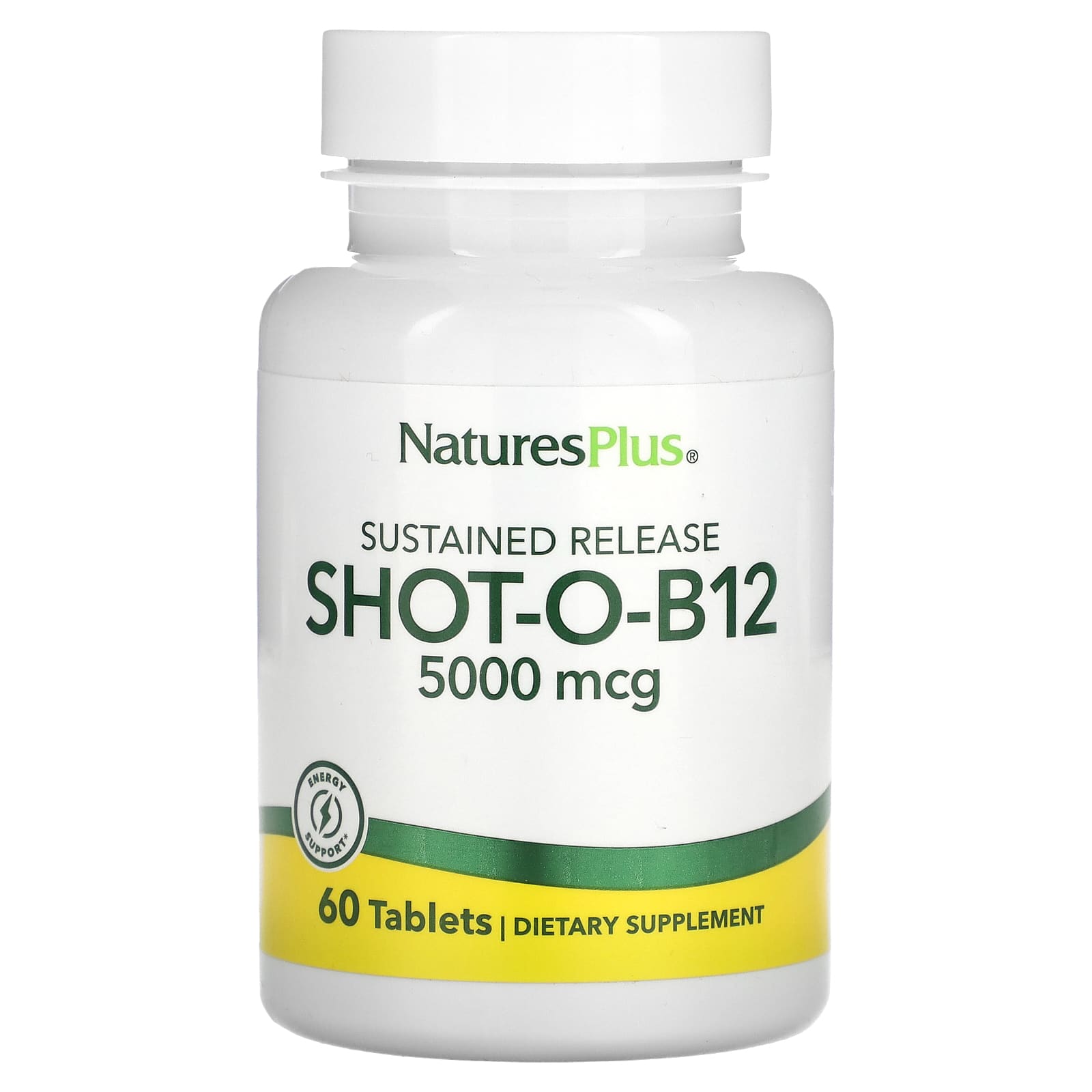 NaturesPlus, Shot-O-B12, 5,000 mcg, 60 Tablets - Image 1