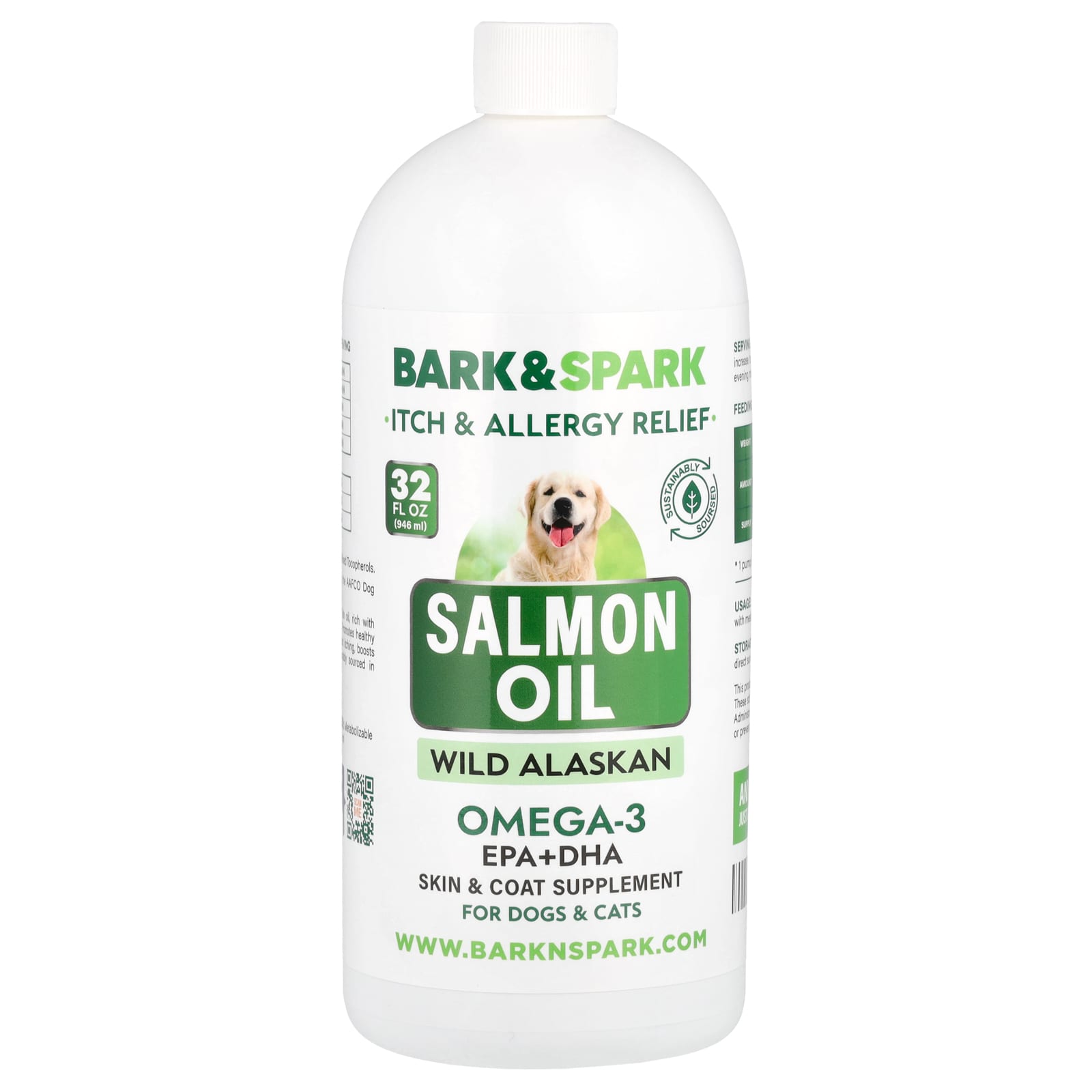 Wild Alaskan Salmon Oil for Dogs & Cats - Omega-3 Supplement 32 fl oz - Image 1