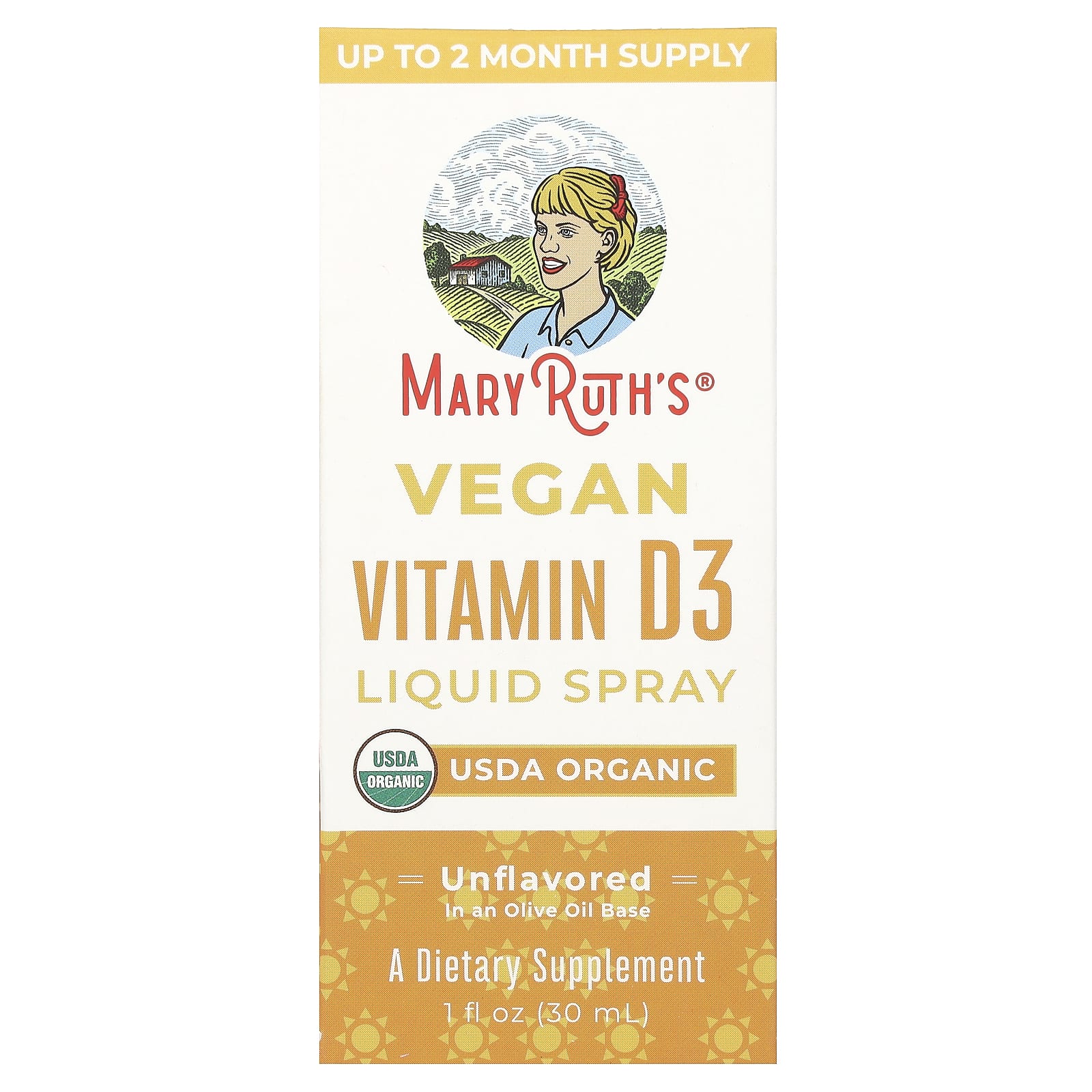 MaryRuth's, Vegan Vitamin D3 Liquid Spray, Unflavored, 1 fl oz (30 ml) - Image 1