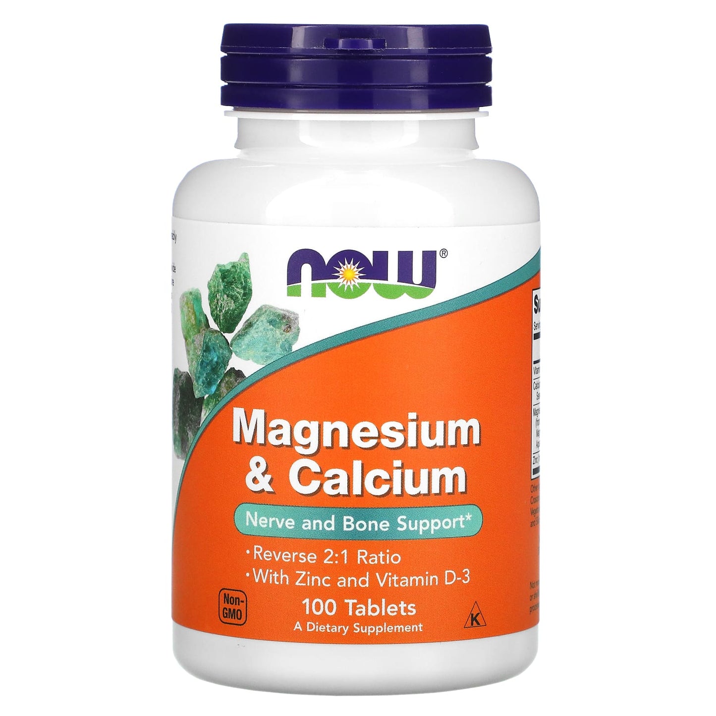 NOW Foods, Magnesium & Calcium, 100 Tablets - Image 1