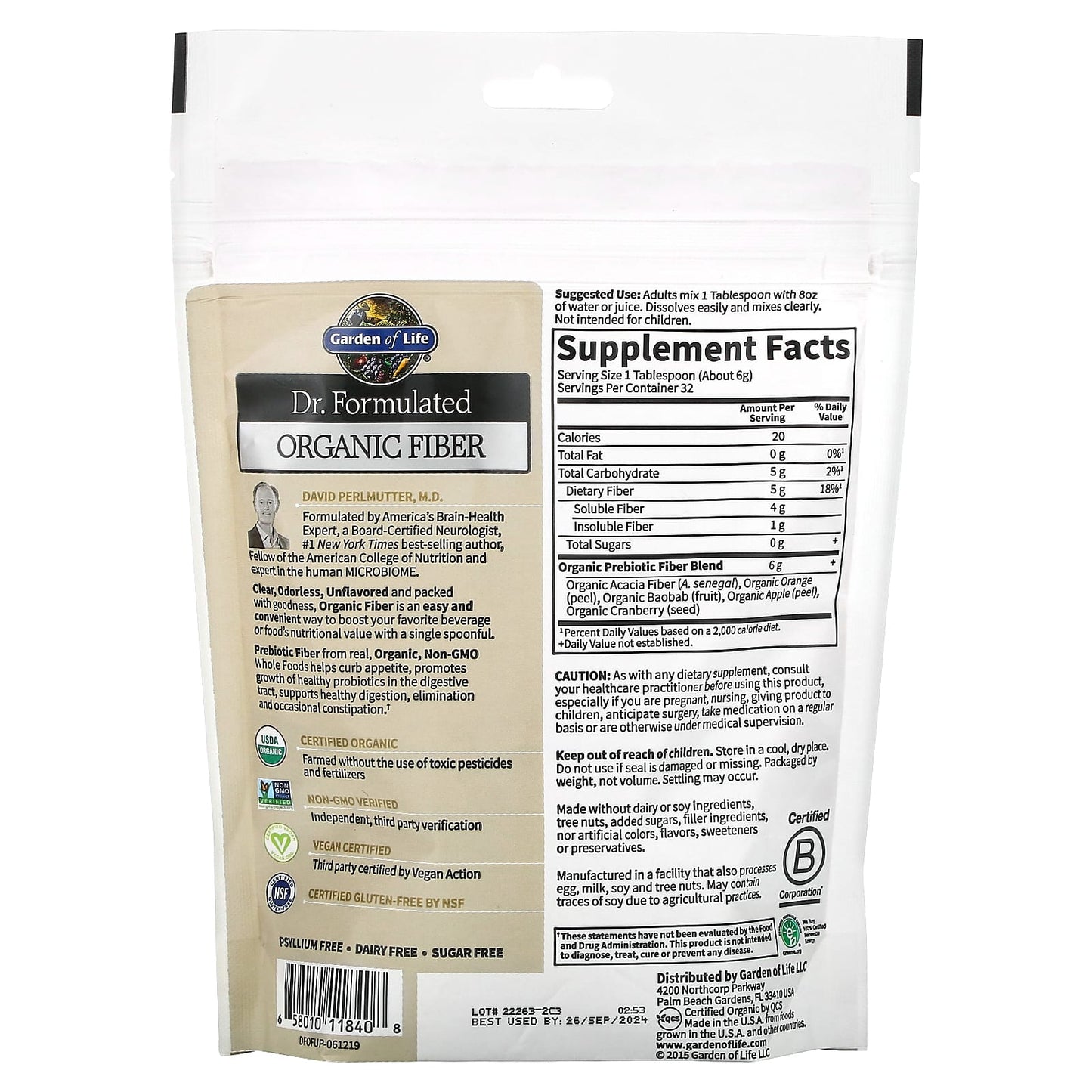 Organic Fiber by Garden of Life - Dr. Formulated, USDA Organic, Vegan - Image 2