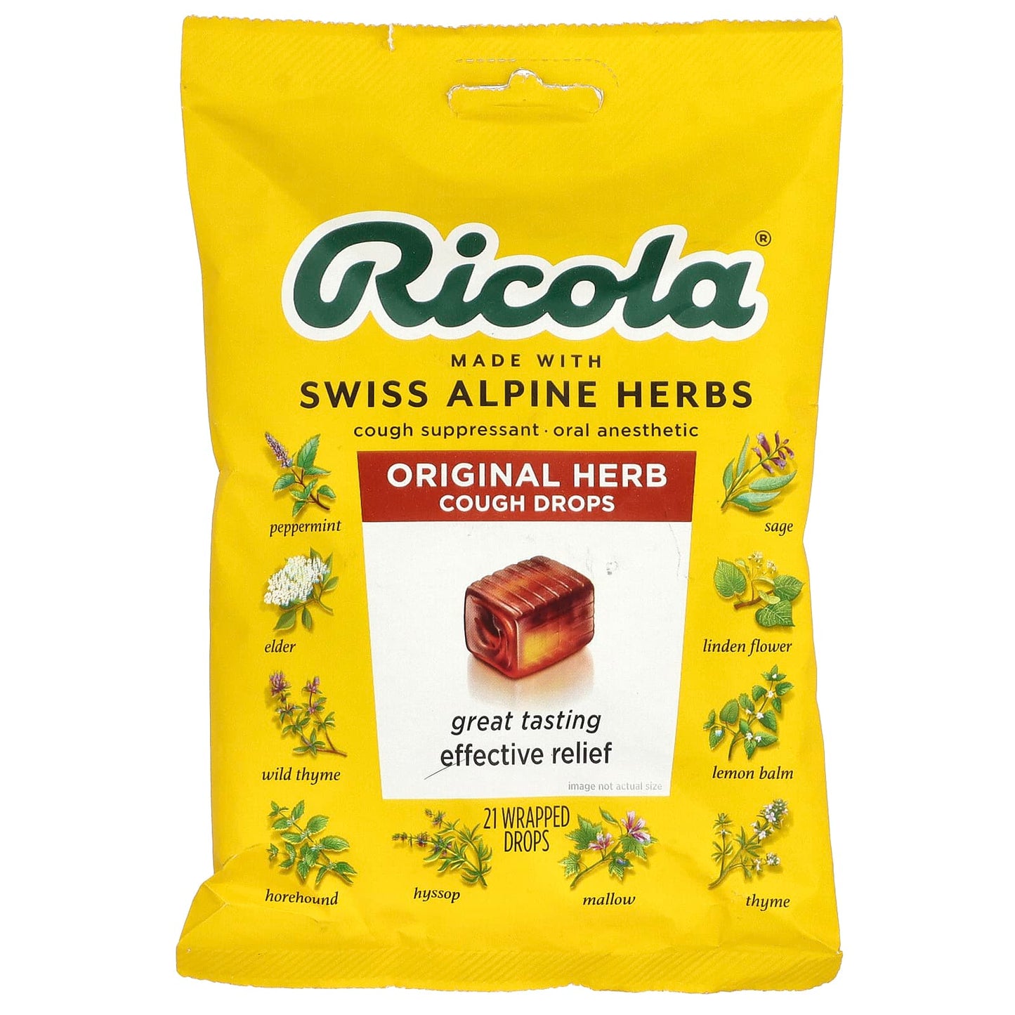 Ricola, Original Herb Cough Drops, 21 Wrapped Drops - Image 1