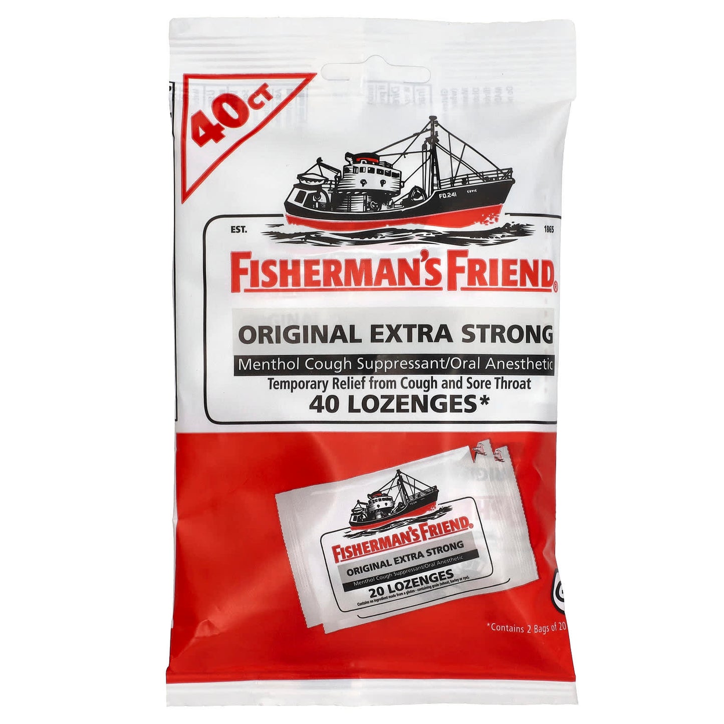 Fisherman's Friend Original Extra Strong Menthol Lozenges - 40 Lozenges - Image 1