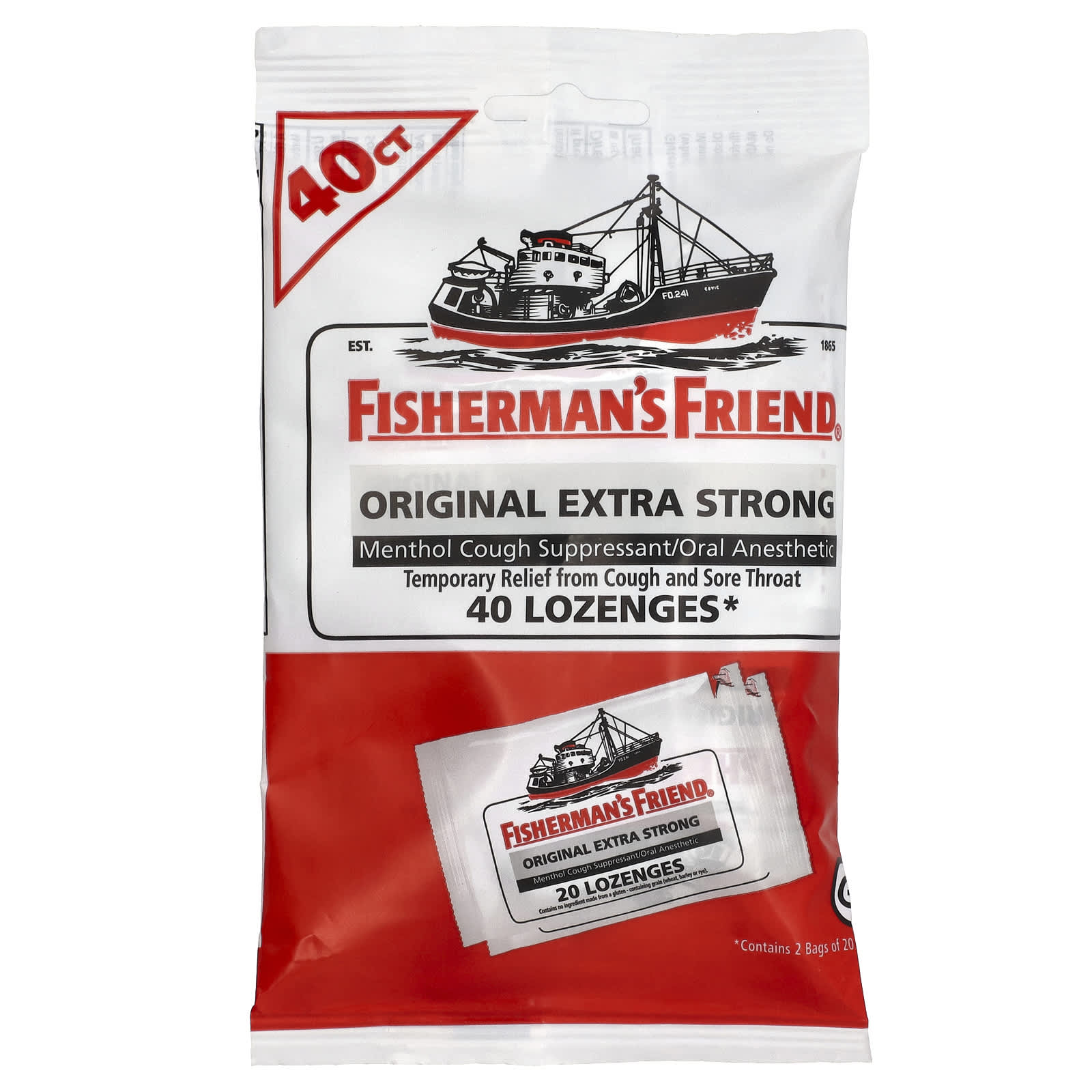 Fisherman's Friend Original Extra Strong Menthol Lozenges - 40 Lozenges - Image 1