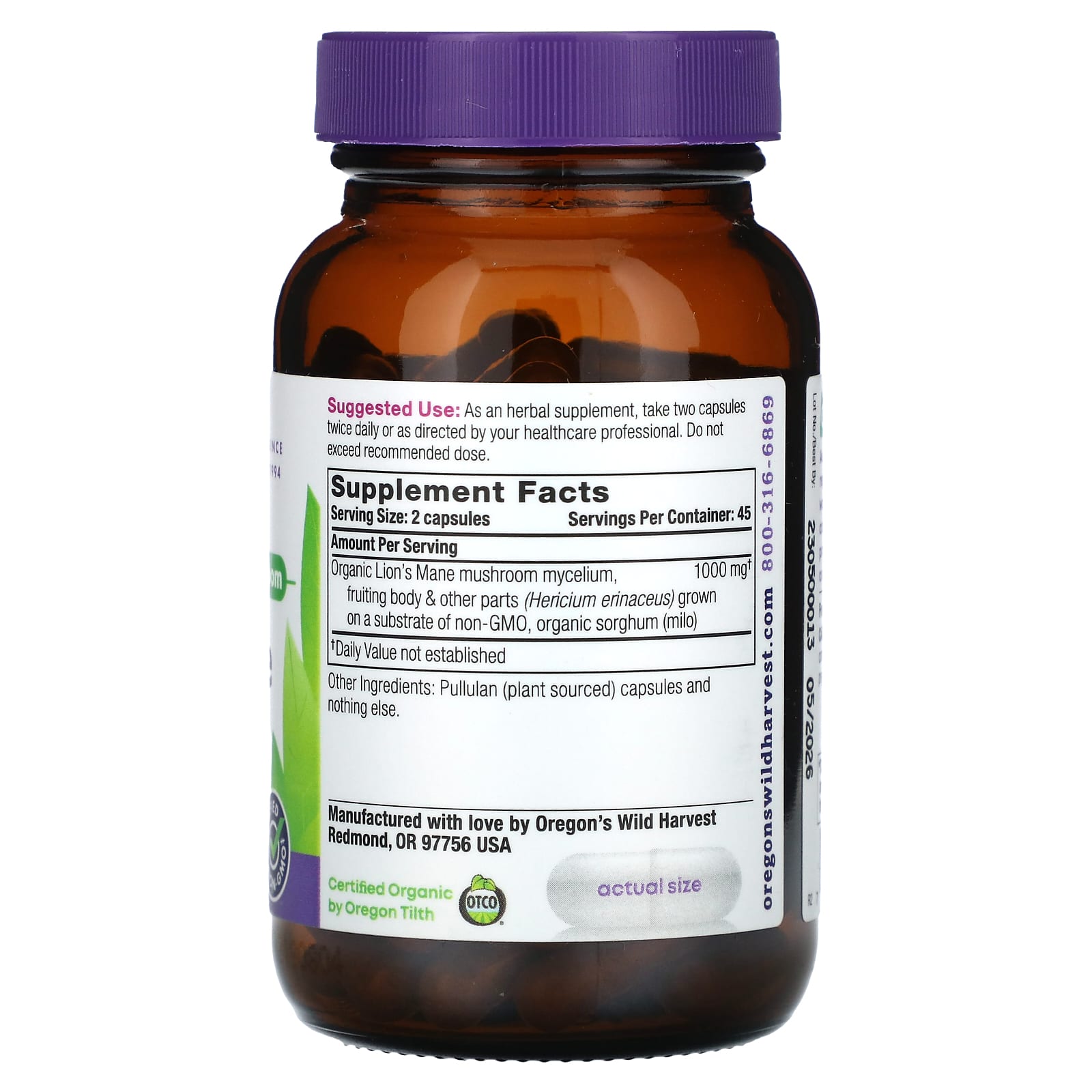 Oregon's Wild Harvest, Lion's Mane, 90 Vegan Capsules - Image 2