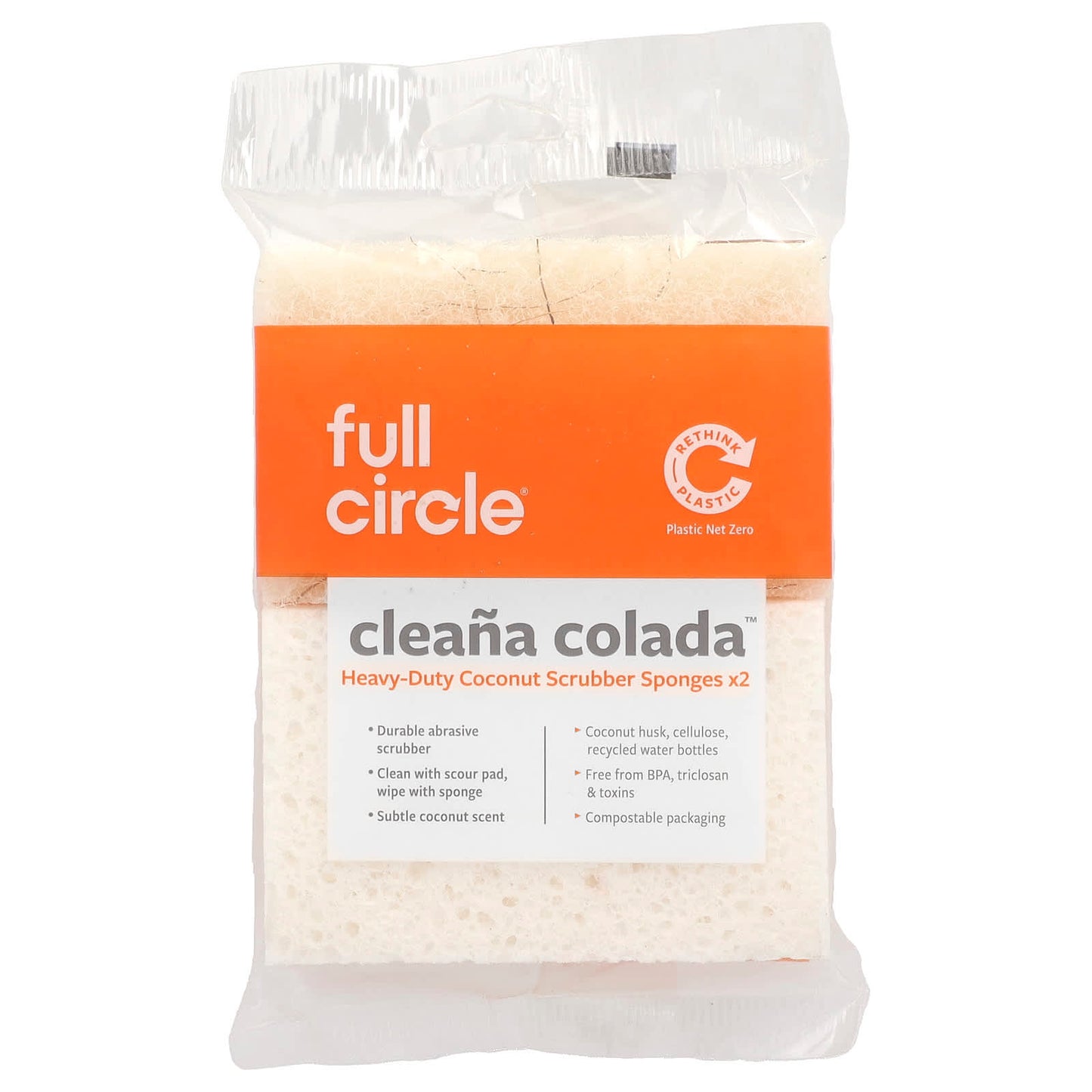 Full Circle Eco-Friendly Coconut Scrubber Sponges, 2-Pack - Image 1