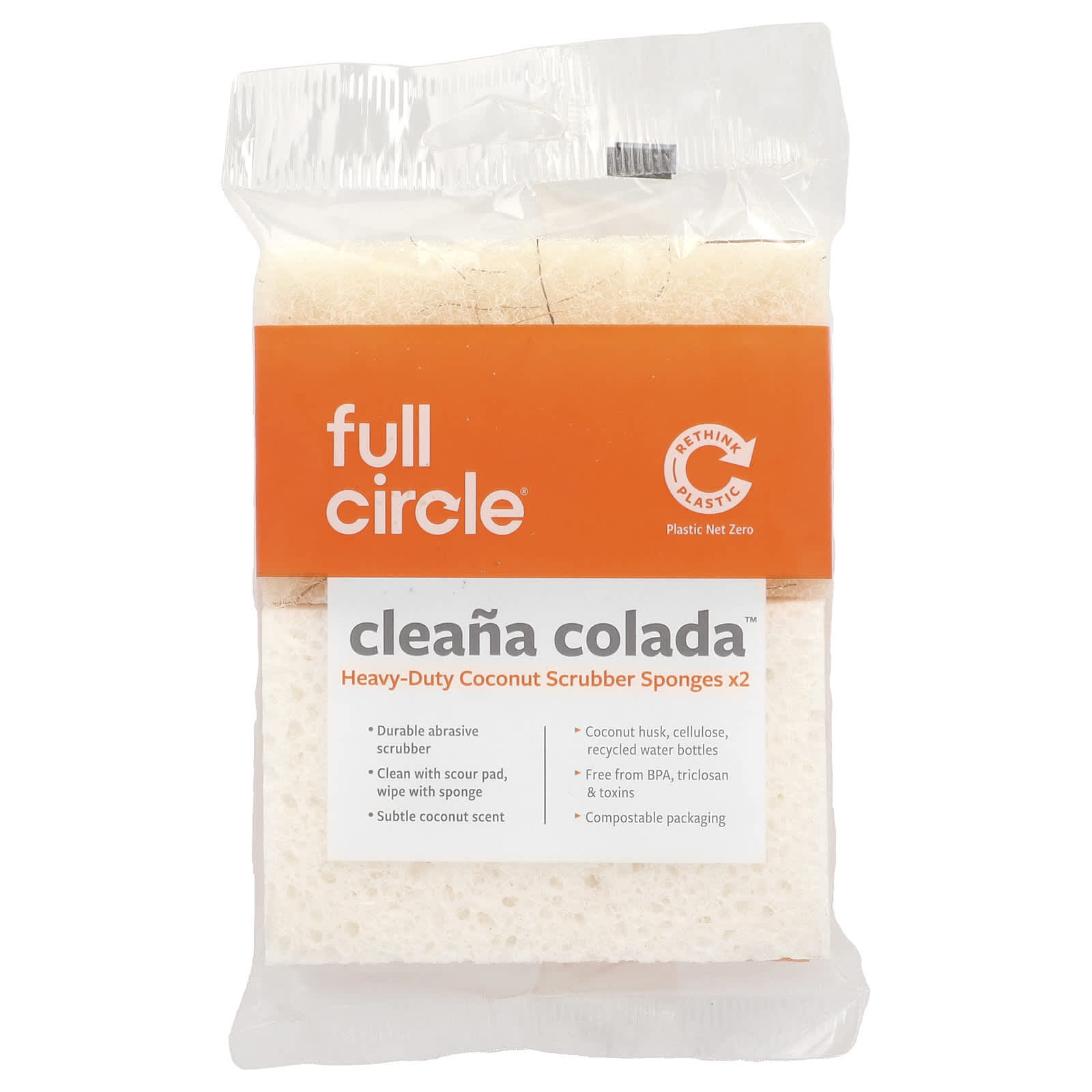 Full Circle Eco-Friendly Coconut Scrubber Sponges, 2-Pack - Image 1