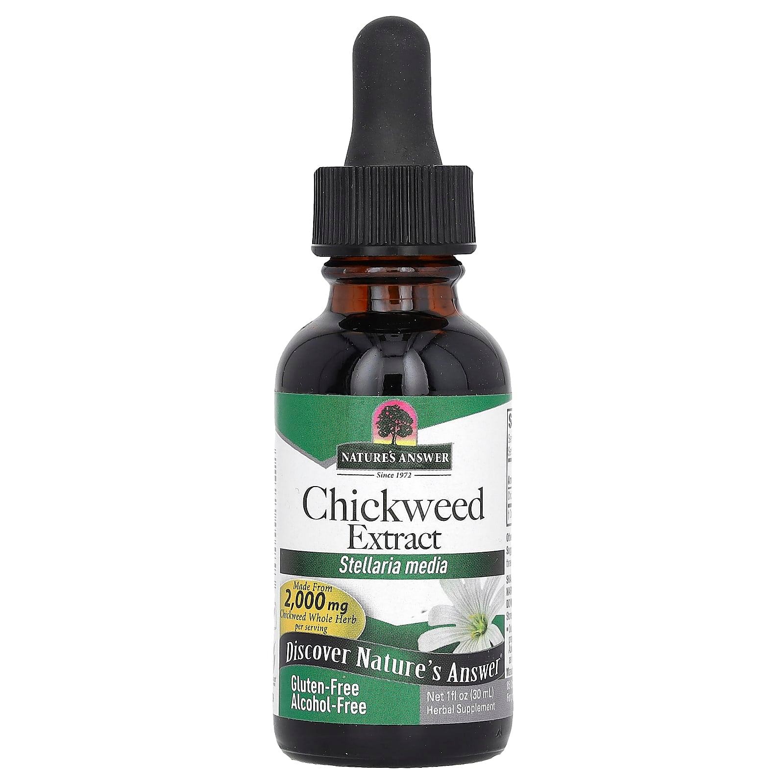 Nature's Answer, Chickweed Extract, Alcohol-Free, 2,000 mg, 1 fl oz (30 ml) - Image 1
