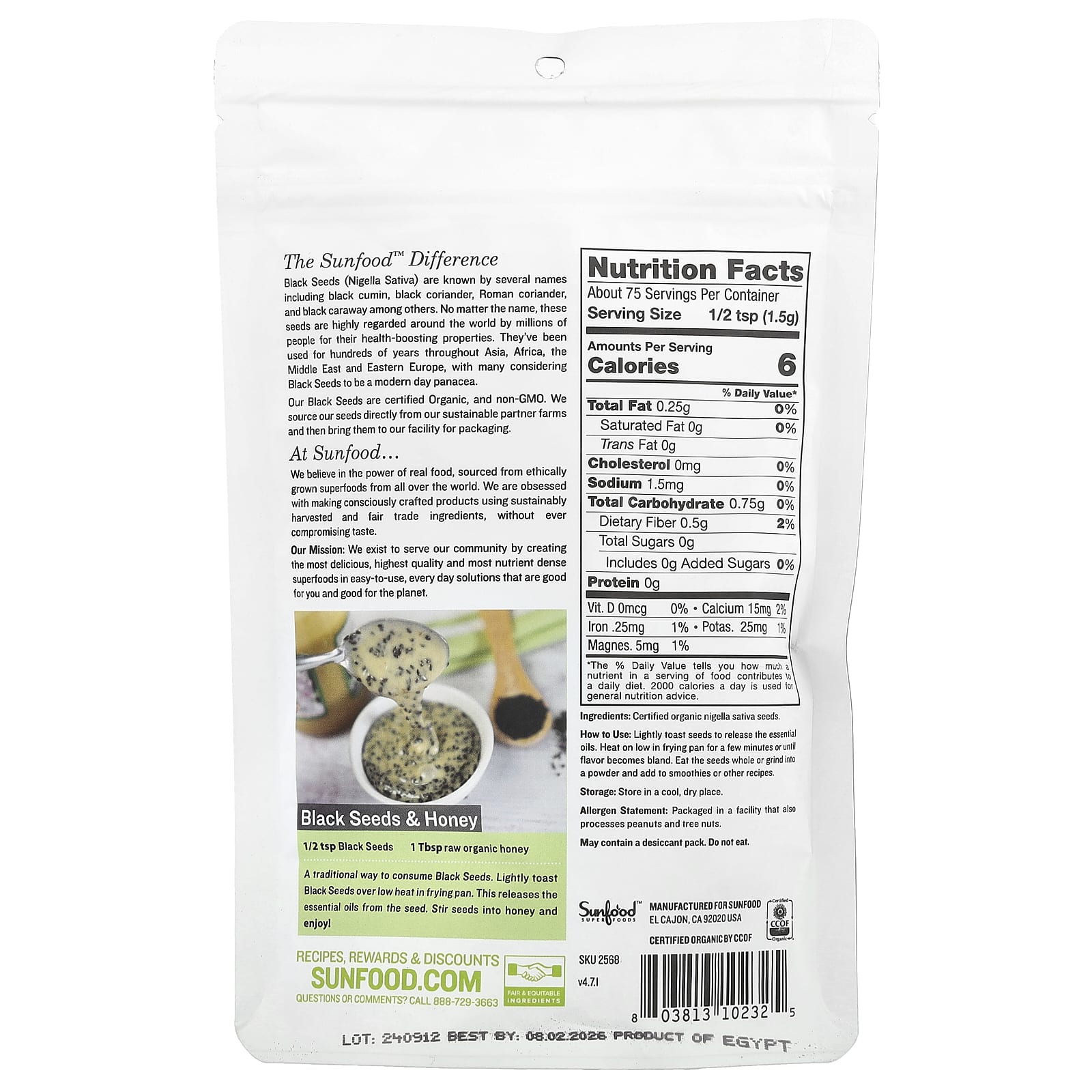 Sunfood, Organic Black Seeds, 4 oz (113 g) - Image 2