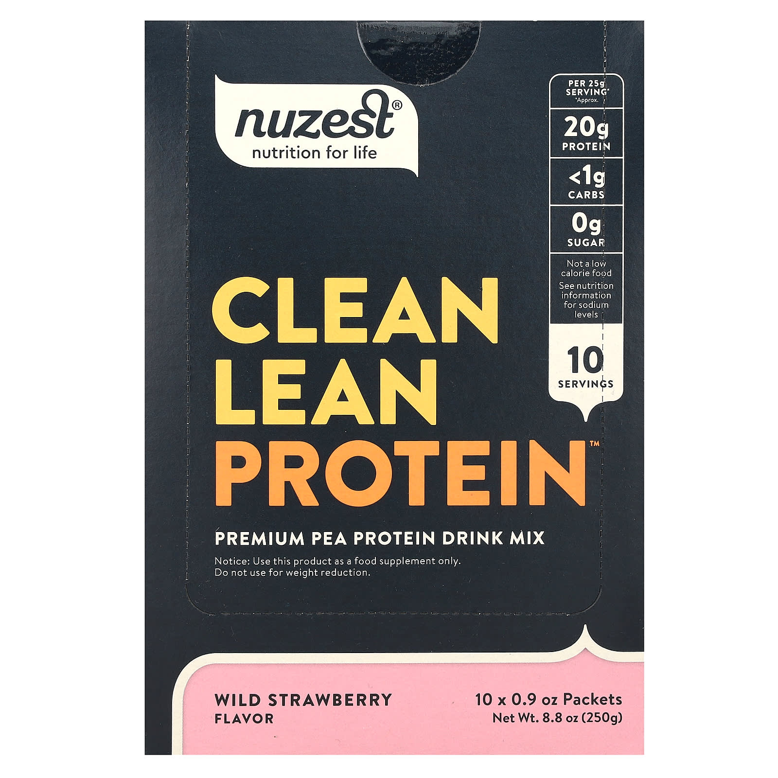 Nuzest, Clean Lean Protein, Wild Strawberry, 10 Packets, 0.9 oz (25 g) Each - Image 1