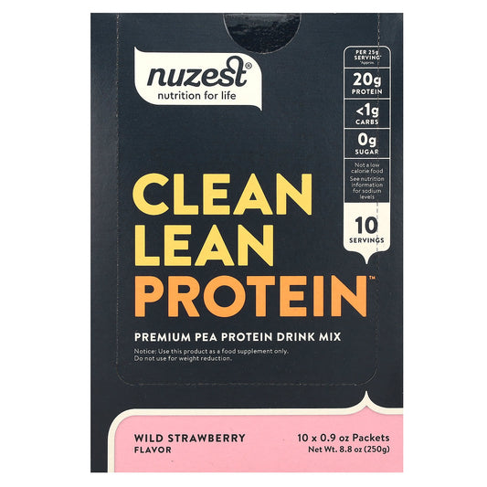 Nuzest, Clean Lean Protein, Wild Strawberry, 10 Packets, 0.9 oz (25 g) Each - Image 1