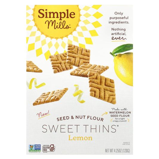 Simple Mills, Seed & Nut Flour Sweet Thins, Lemon, 4.25 oz (120 g) - Image 1