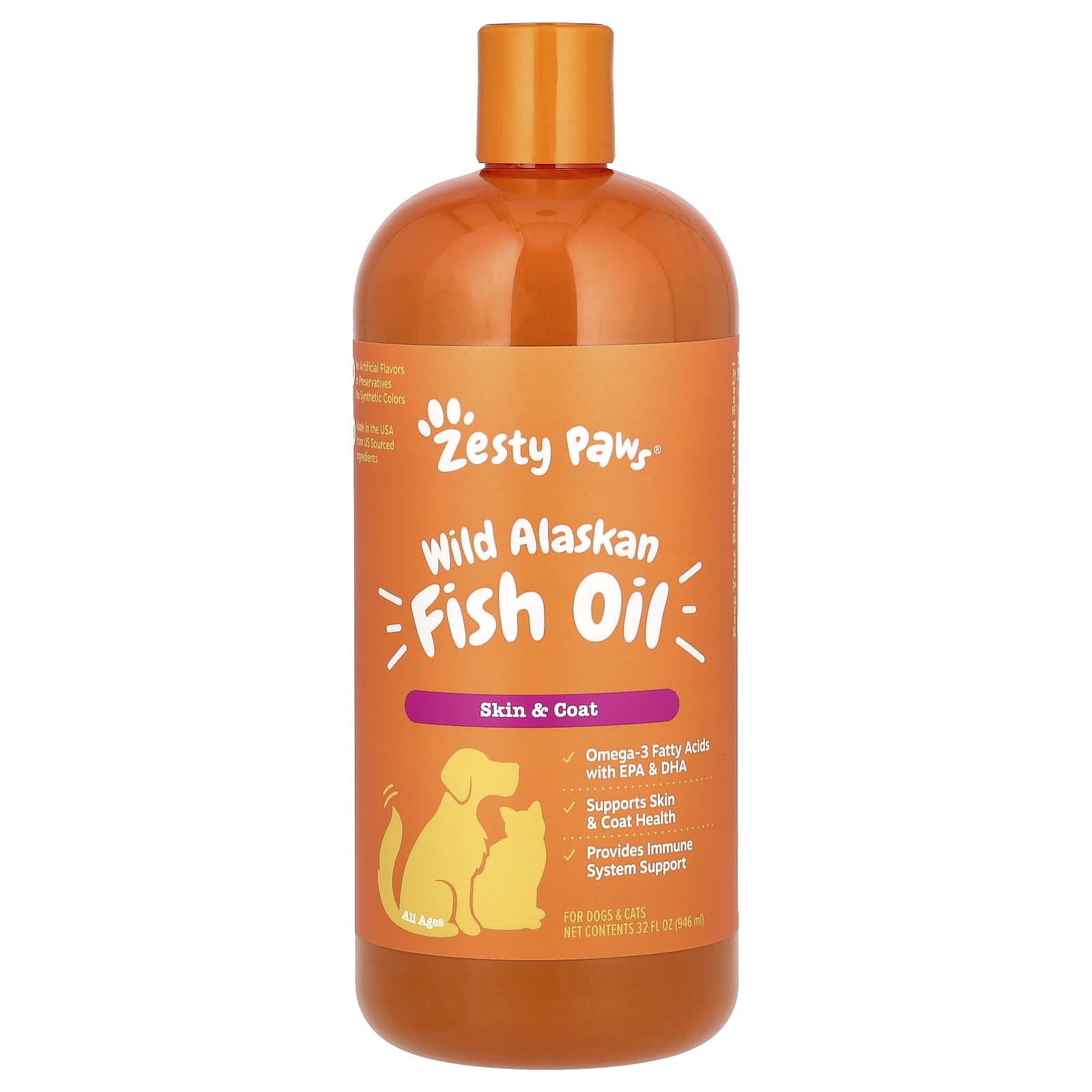 Zesty Paws, Wild Alaskan Fish Oil, For Dogs & Cats, All Ages, 32 fl oz (946 ml) - Image 1