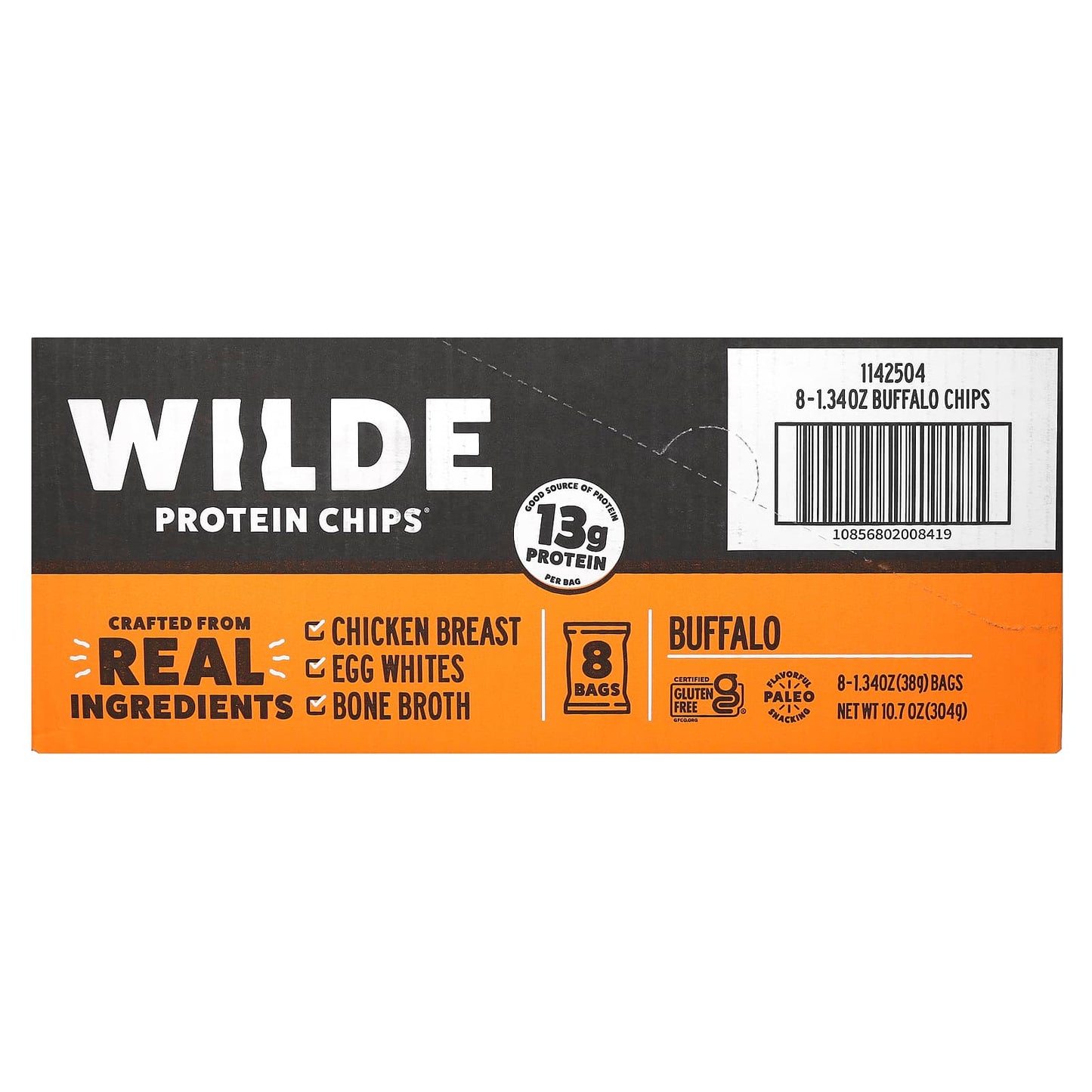 Wilde Brands, Protein Chips, Buffalo Style, 8 Bags, 1.34 oz (38 g) Each - Image 2