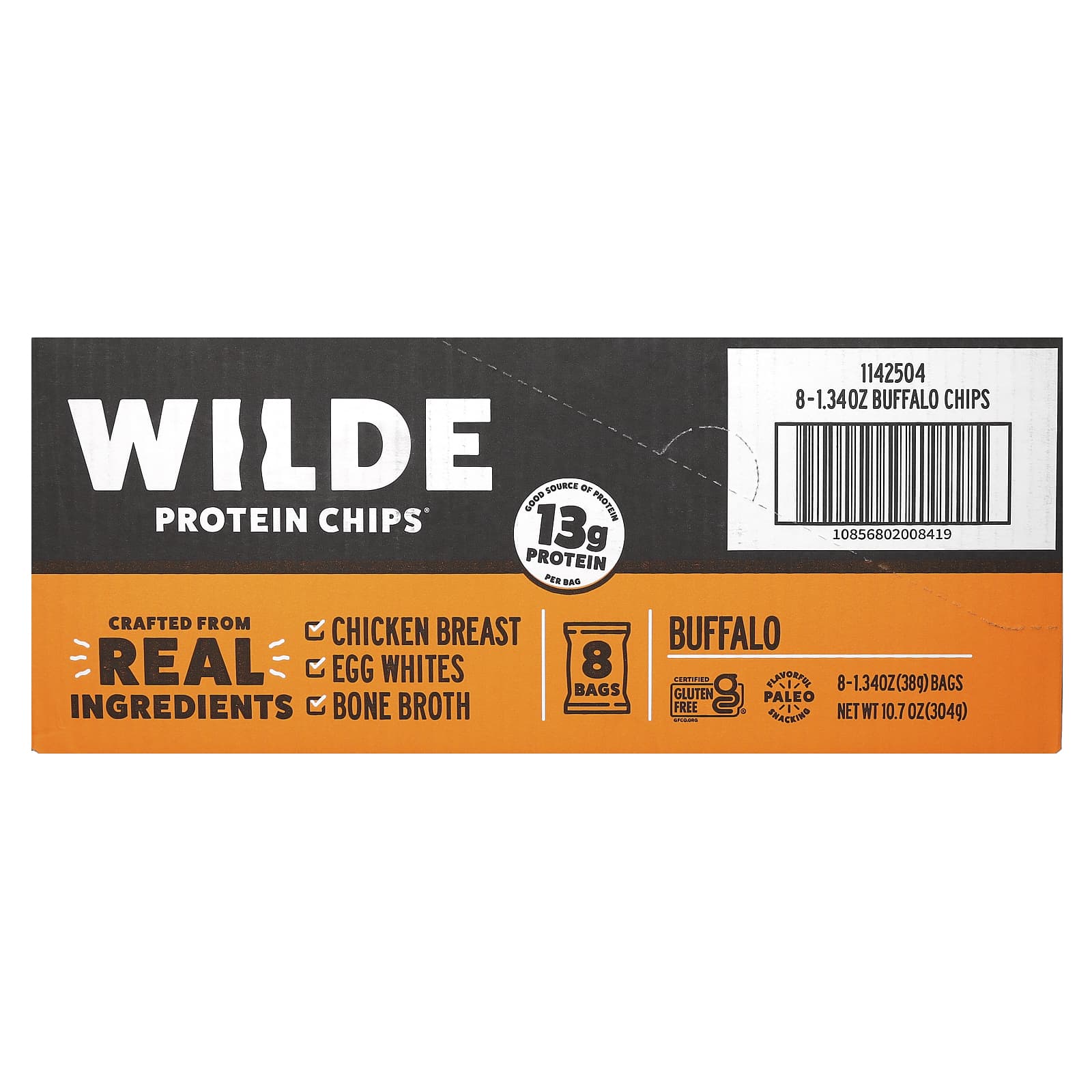 Wilde Brands, Protein Chips, Buffalo Style, 8 Bags, 1.34 oz (38 g) Each - Image 2