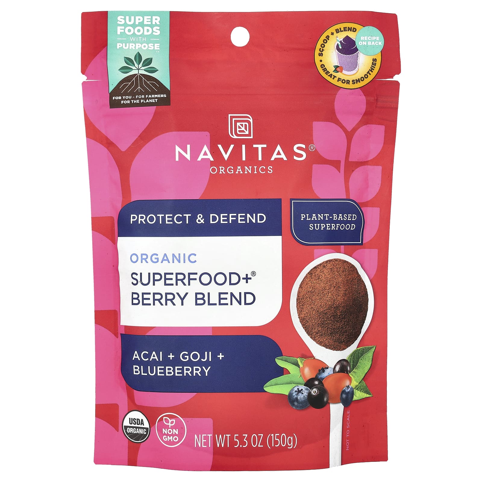 Navitas Organics, Organic Superfood+® Berry Blend, 5.3 oz (150 g) - Image 1