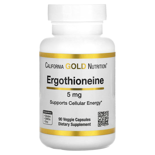 Ergothioneine 5mg 90 Veggie Capsules - Potent Antioxidant for Cellular Energy - Image 1