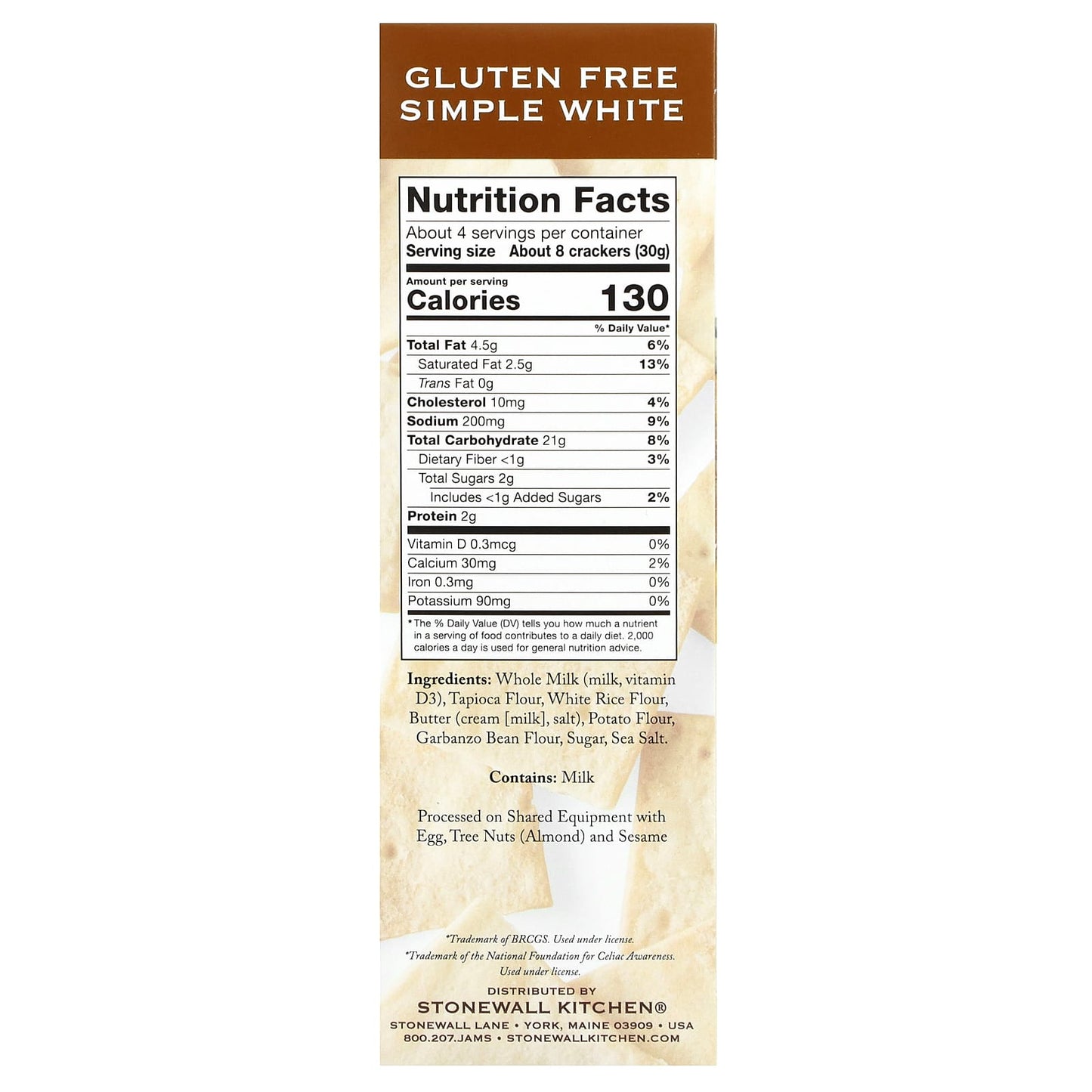 Stonewall Kitchen, Down East Crackers, Gluten Free, Simple White, 4.4 oz (125 g) - Image 2
