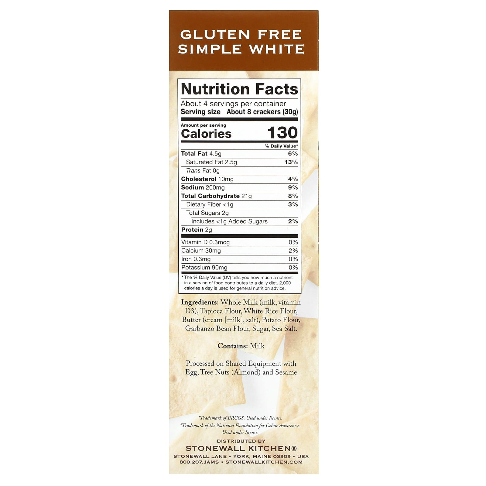 Stonewall Kitchen, Down East Crackers, Gluten Free, Simple White, 4.4 oz (125 g) - Image 2