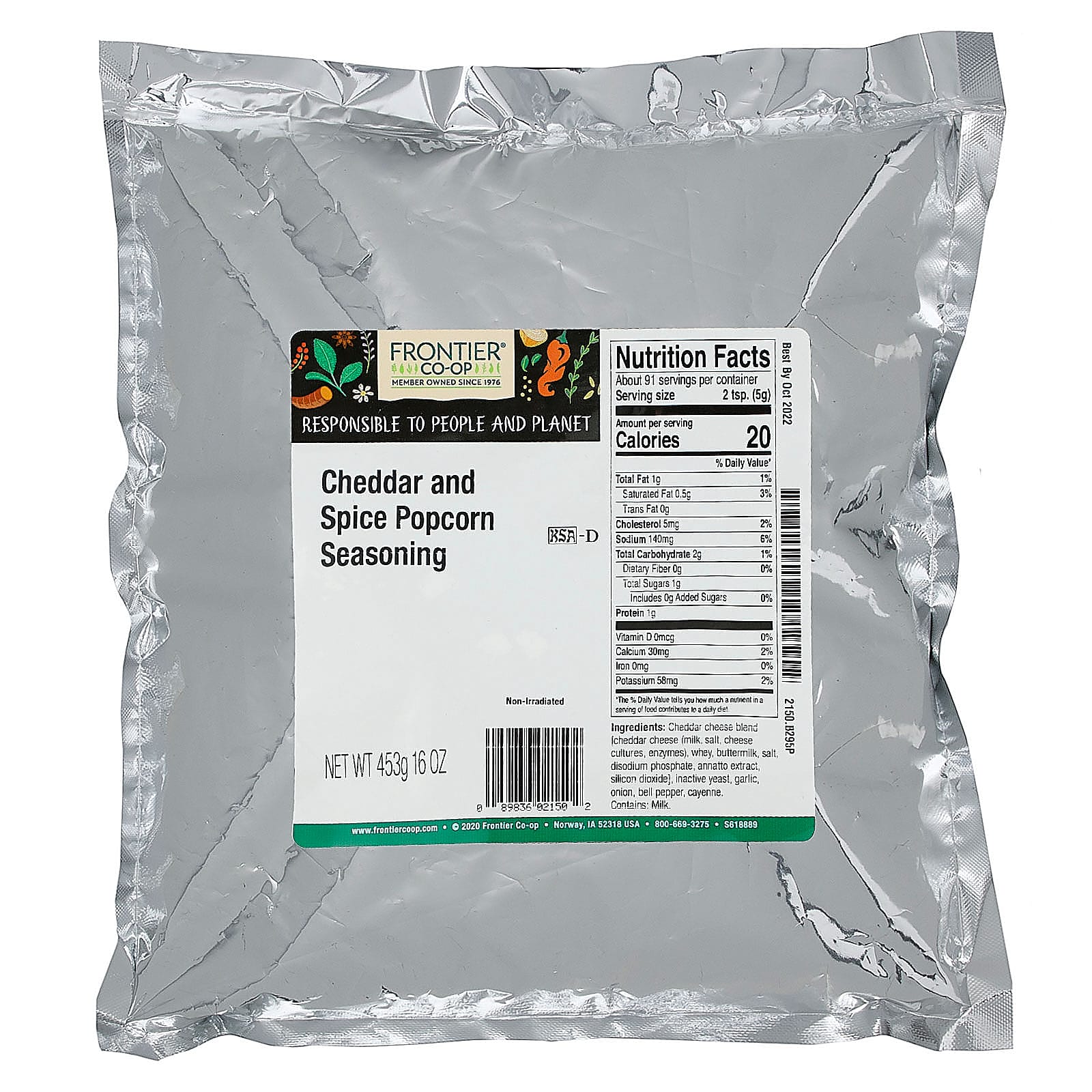 Frontier Co-op Cheddar & Spice Popcorn Seasoning 16 oz - Image 2