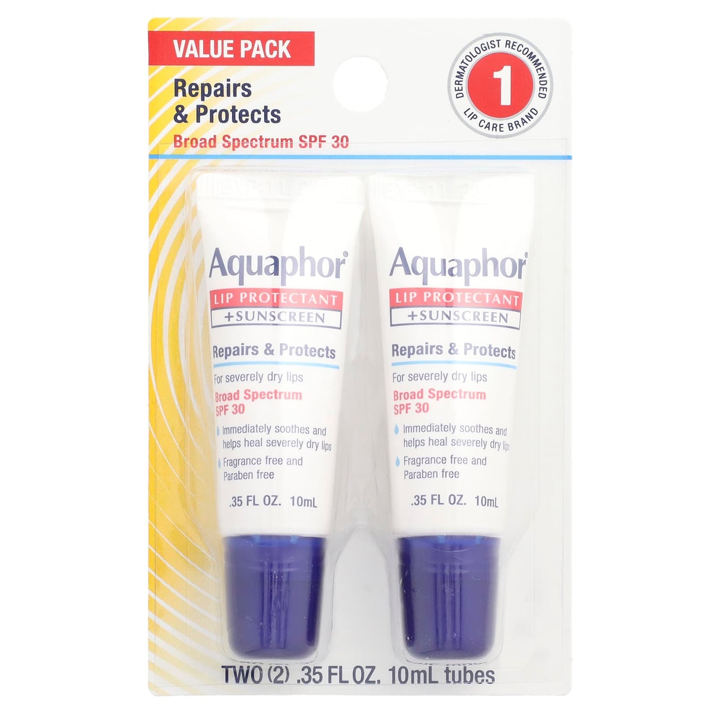 Aquaphor Lip Protectant + Sunscreen, SPF 30, Fragrance Free, 2-Piece Set - Image 2