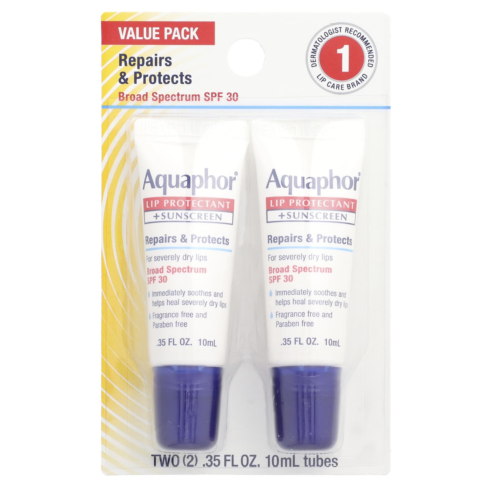 Aquaphor Lip Protectant + Sunscreen, SPF 30, Fragrance Free, 2-Piece Set - Image 2