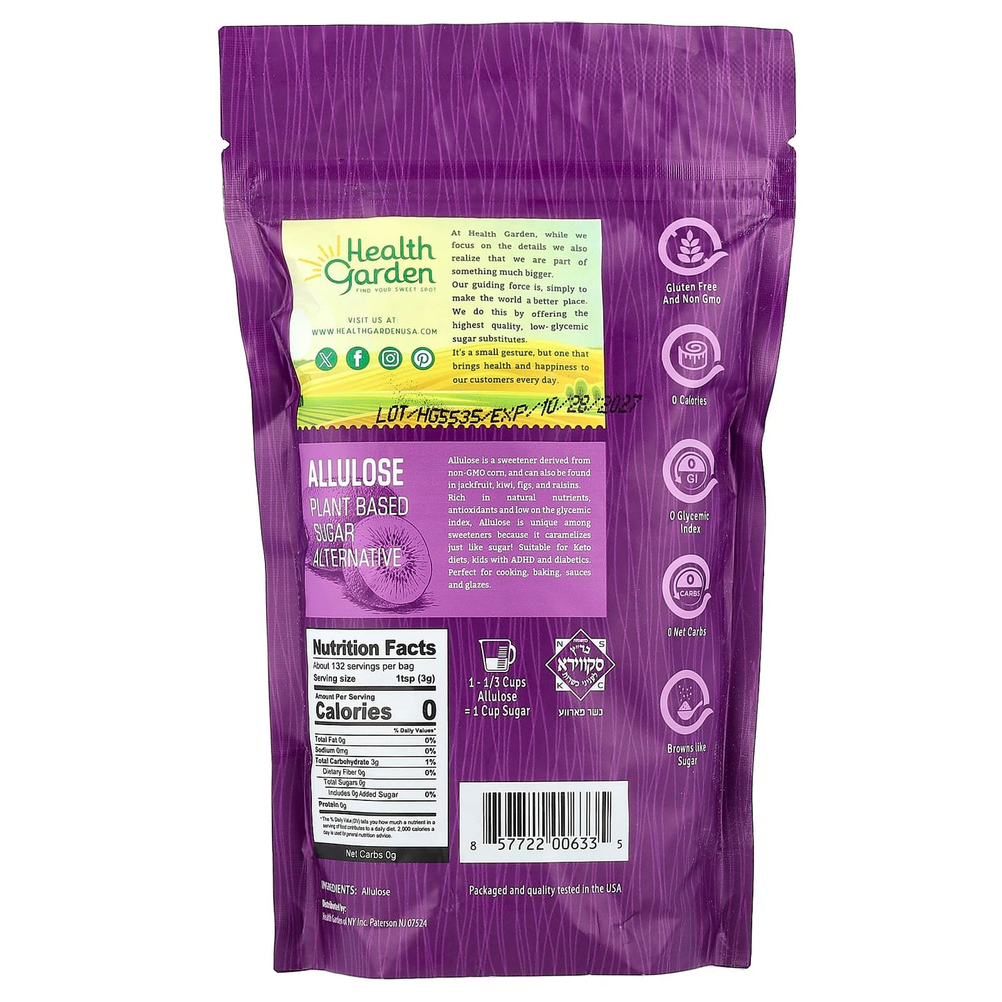 Health Garden Allulose Sugar Alternative, Keto Friendly, 14 oz (397 g) - Image 2