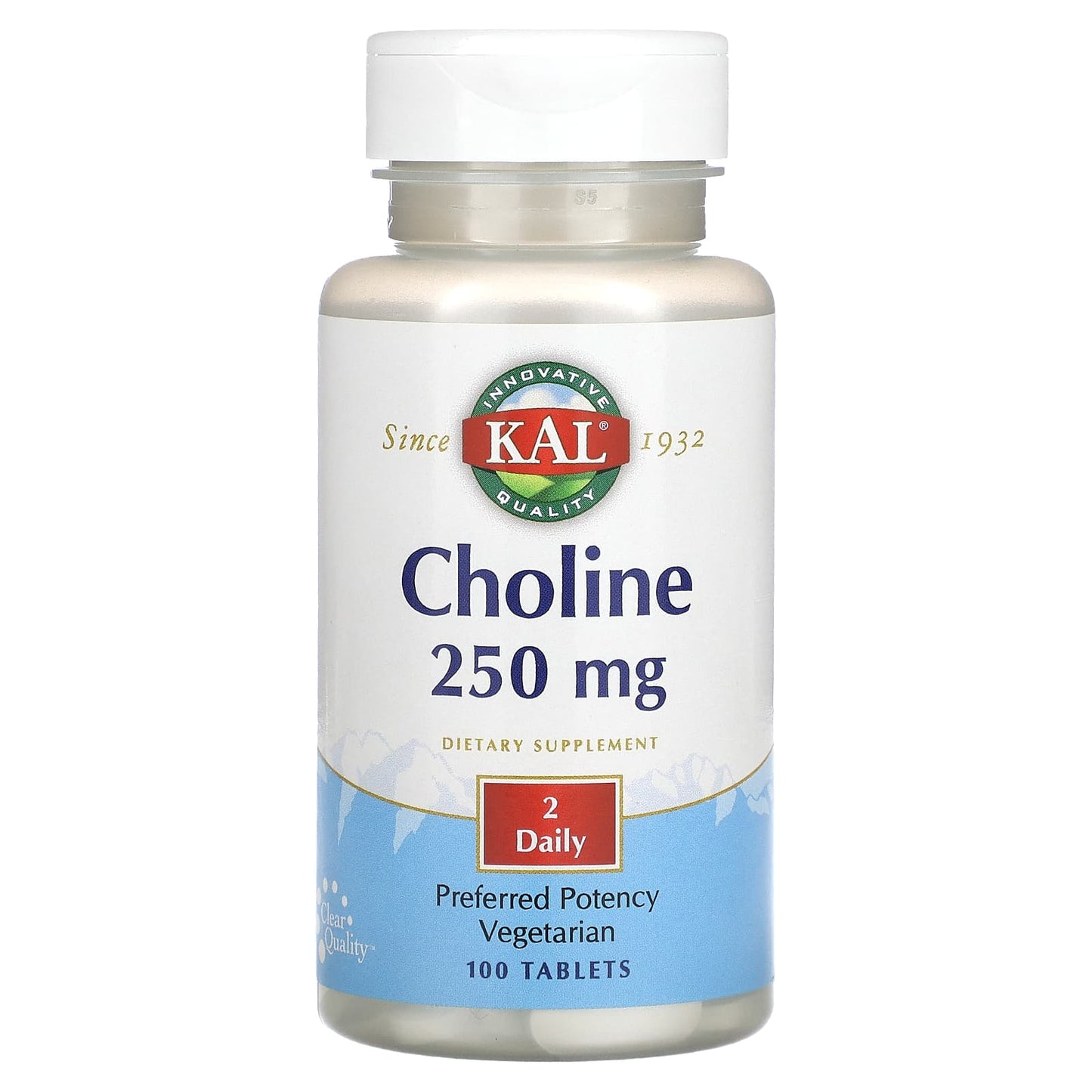 KAL Choline Supplement, 100 Tablets, 125mg Per Serving, Vegetarian - Image 1
