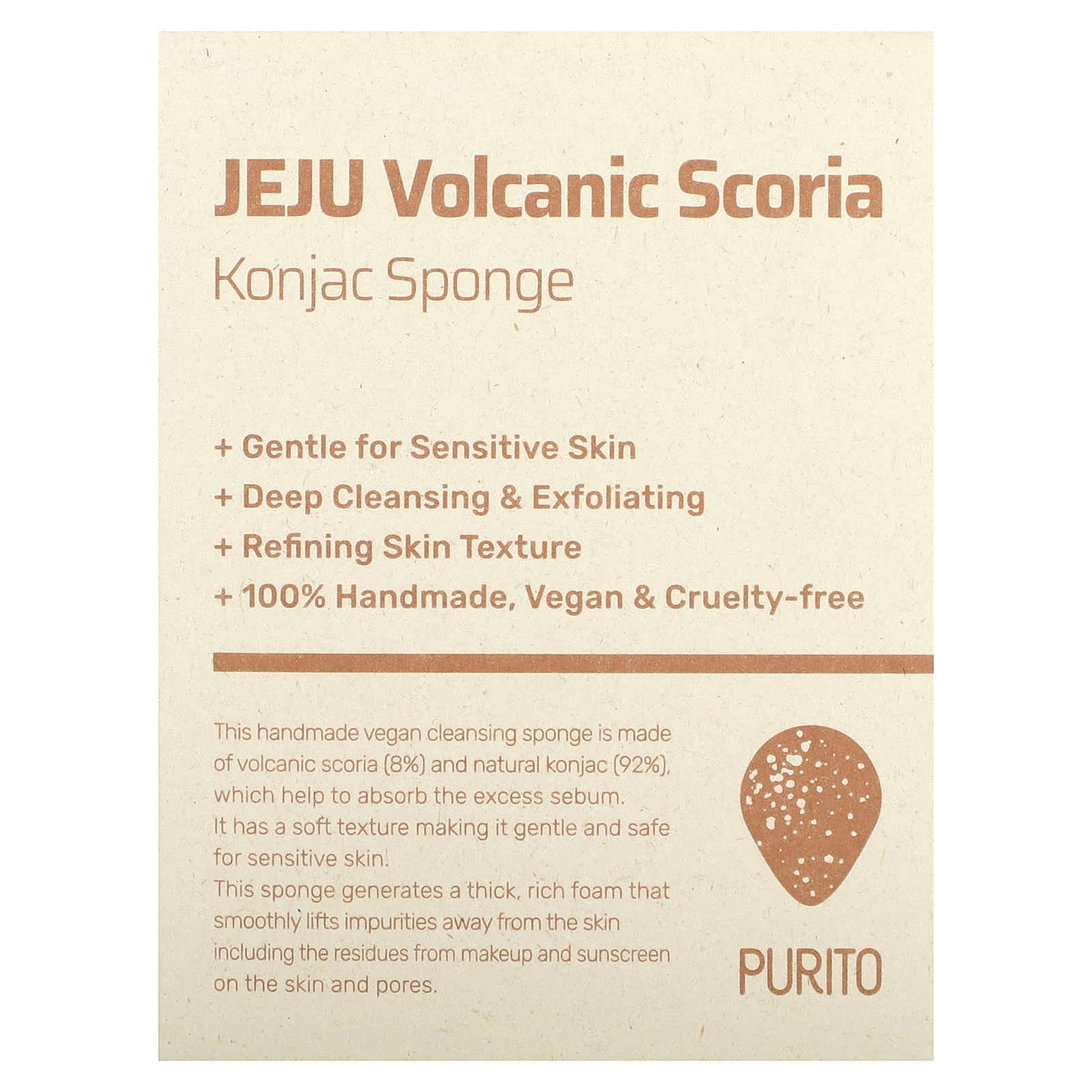 Purito, Jeju Volcanic Scoria, Konjac Sponge, 1 Sponge - Image 1