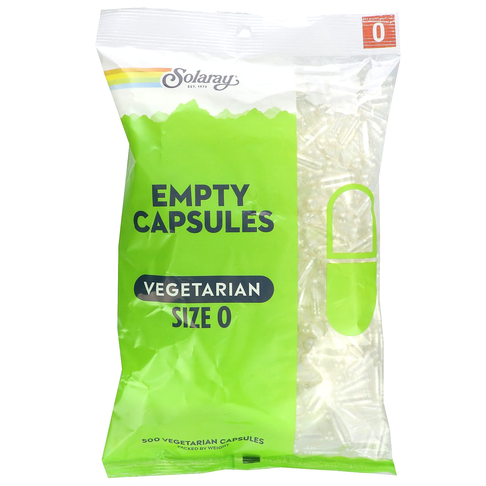 Solaray, Empty Capsules, Vegetarian, Size 0, 500 Vegetarian Capsules - Image 1