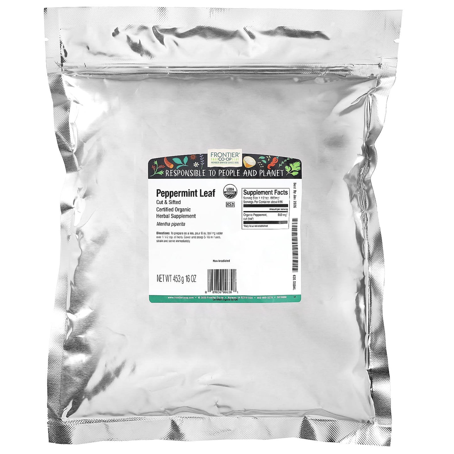Organic Peppermint Leaf for Digestive Relief & Fresh Breath, 16 oz - Image 2