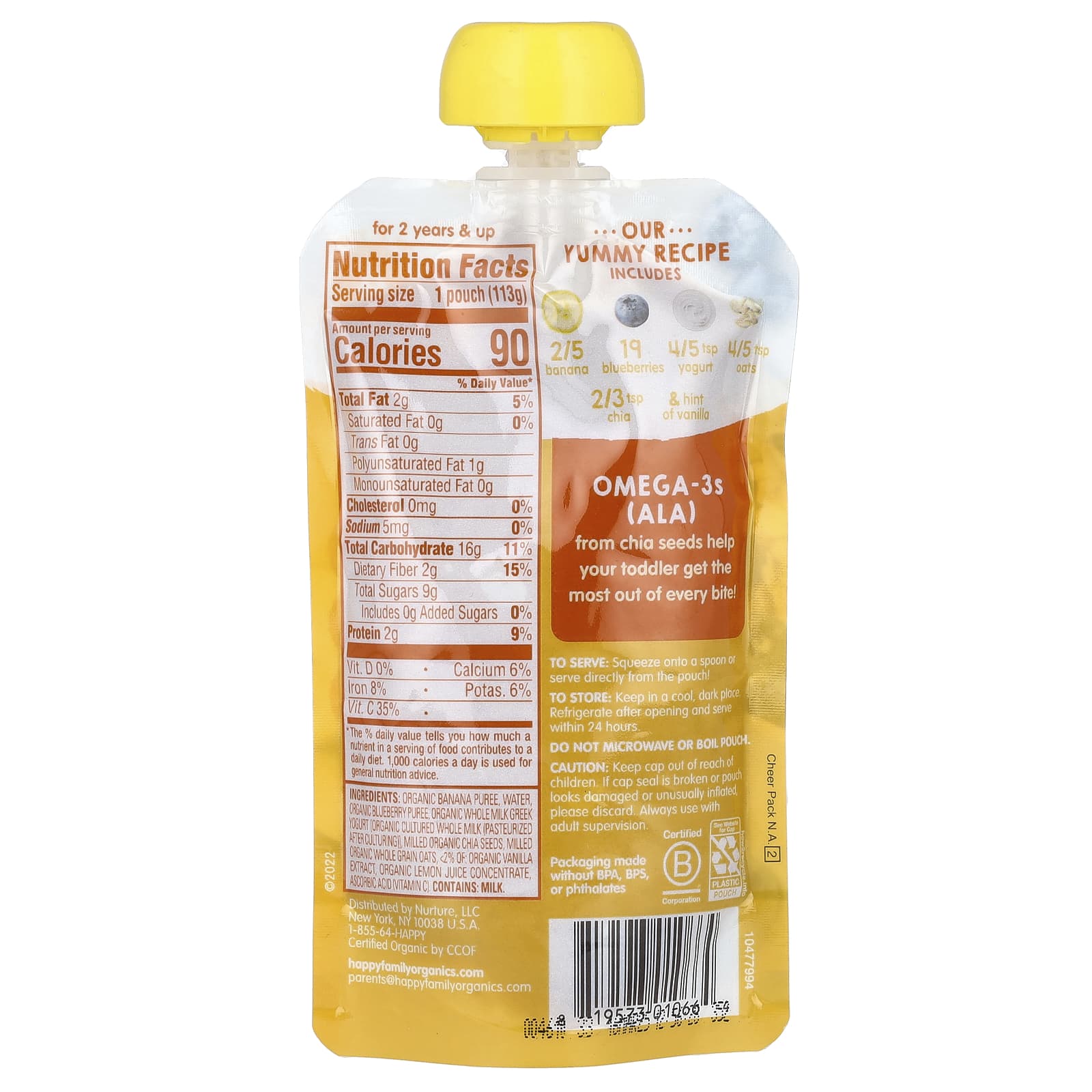 Happy Family Organic Toddler Breakfast Pouches, 2+ Years, USDA Organic - Image 2