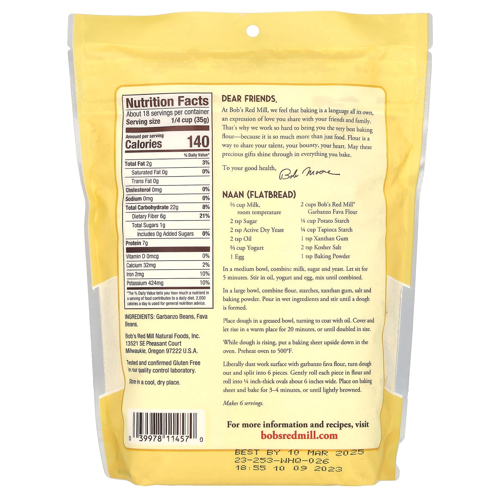 Bob's Red Mill Garbanzo Fava Flour - Gluten Free, 22 oz - Image 2