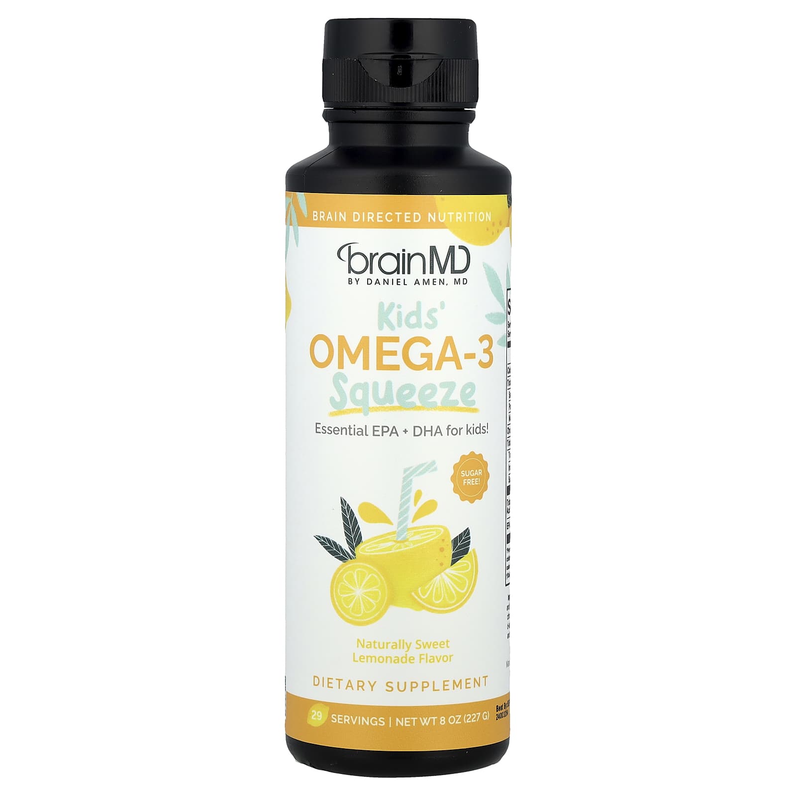 BrainMD Kids Omega-3 Squeeze, Lemonade, 8 oz, Sugar Free & Gluten Free - Image 1