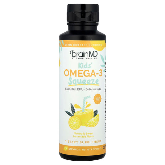 BrainMD Kids Omega-3 Squeeze, Lemonade, 8 oz, Sugar Free & Gluten Free - Image 1