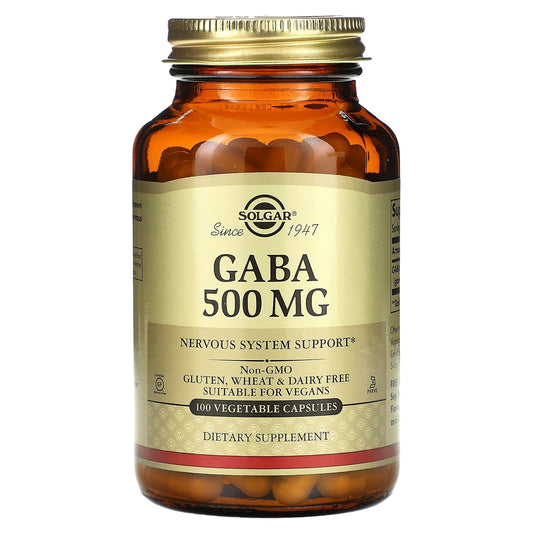 Solgar, GABA, 500 mg, 100 Vegetable Capsules - Image 1