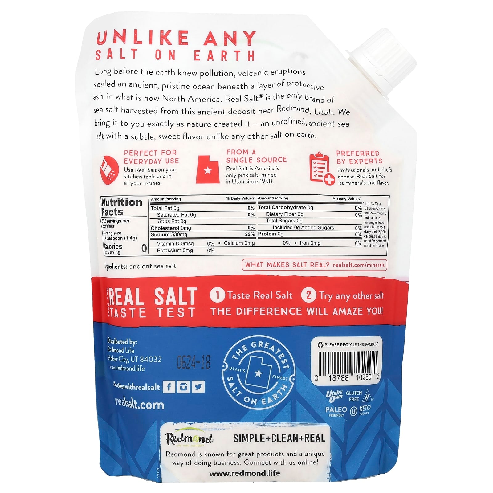 Redmond Trading Company, Real Salt®, Ancient Fine Sea Salt, 26 oz (737 g)