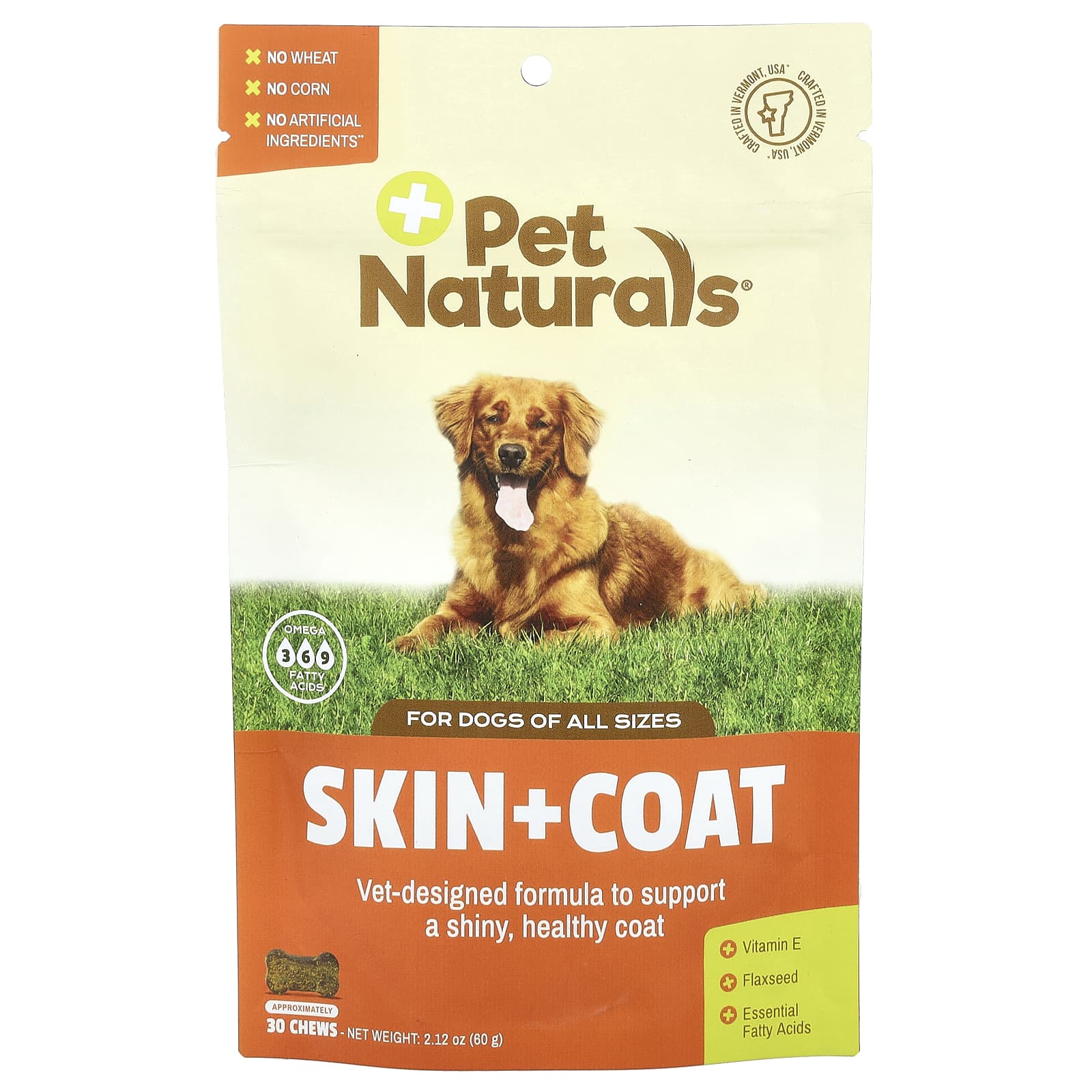 Pet Naturals, Skin + Coat, For Dogs, All Sizes, 30 Chews, 2.12 oz (60 g) - Image 1