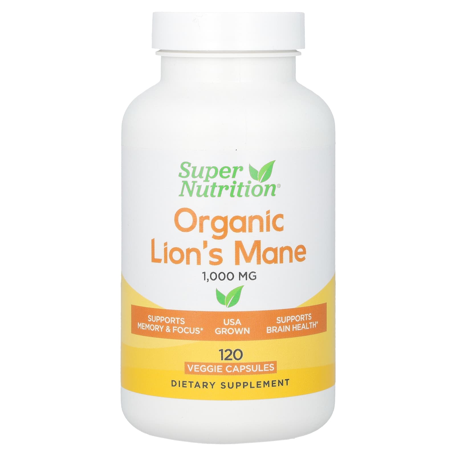 Organic Lion's Mane Capsules for Memory, Focus & Mood - 120 Veggie Caps - Image 1