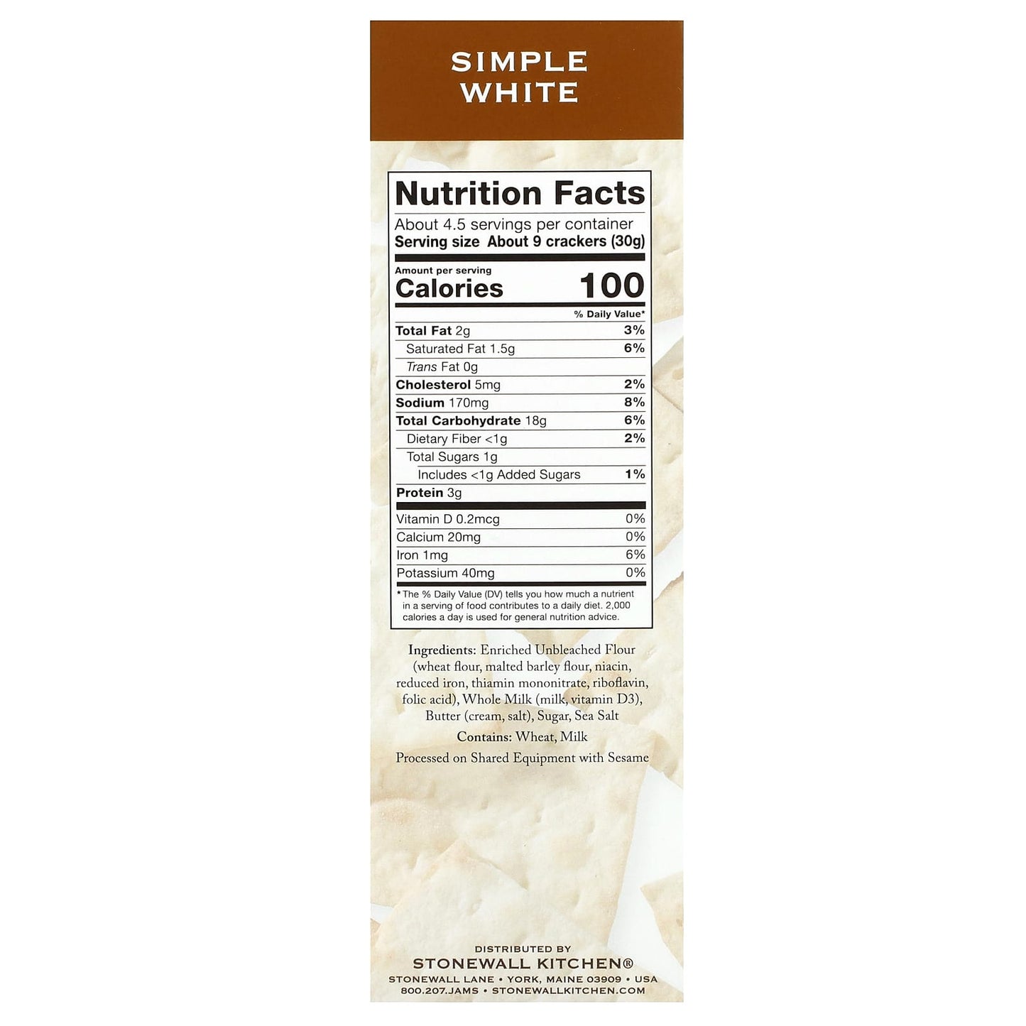 Stonewall Kitchen, Down East Crackers, Simple White, 5 oz (142 g) - Image 2